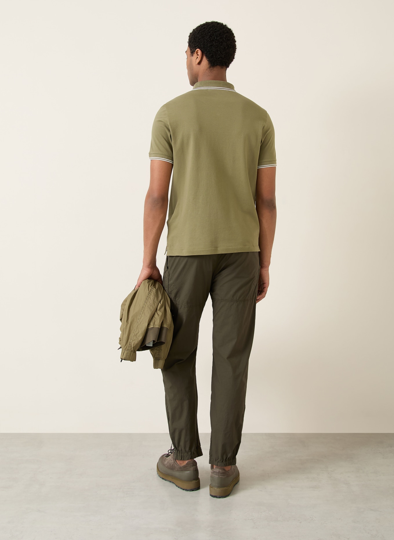 STONE ISLAND Piqué-Poloshirt: OLIV / WEISS / SCHWARZ