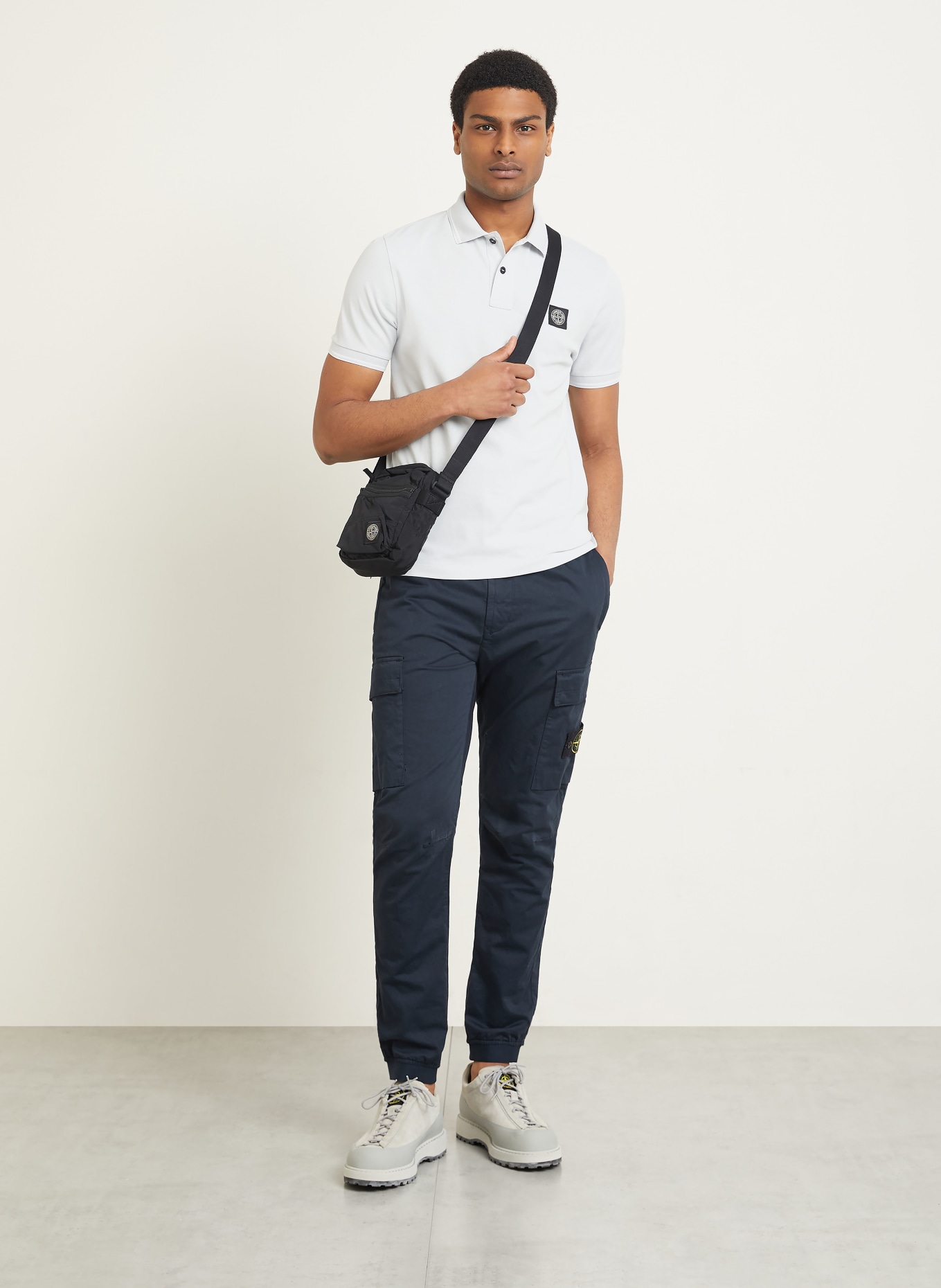 STONE ISLAND Koszulka polo z pikowanym wzorem: JASNOCZARY