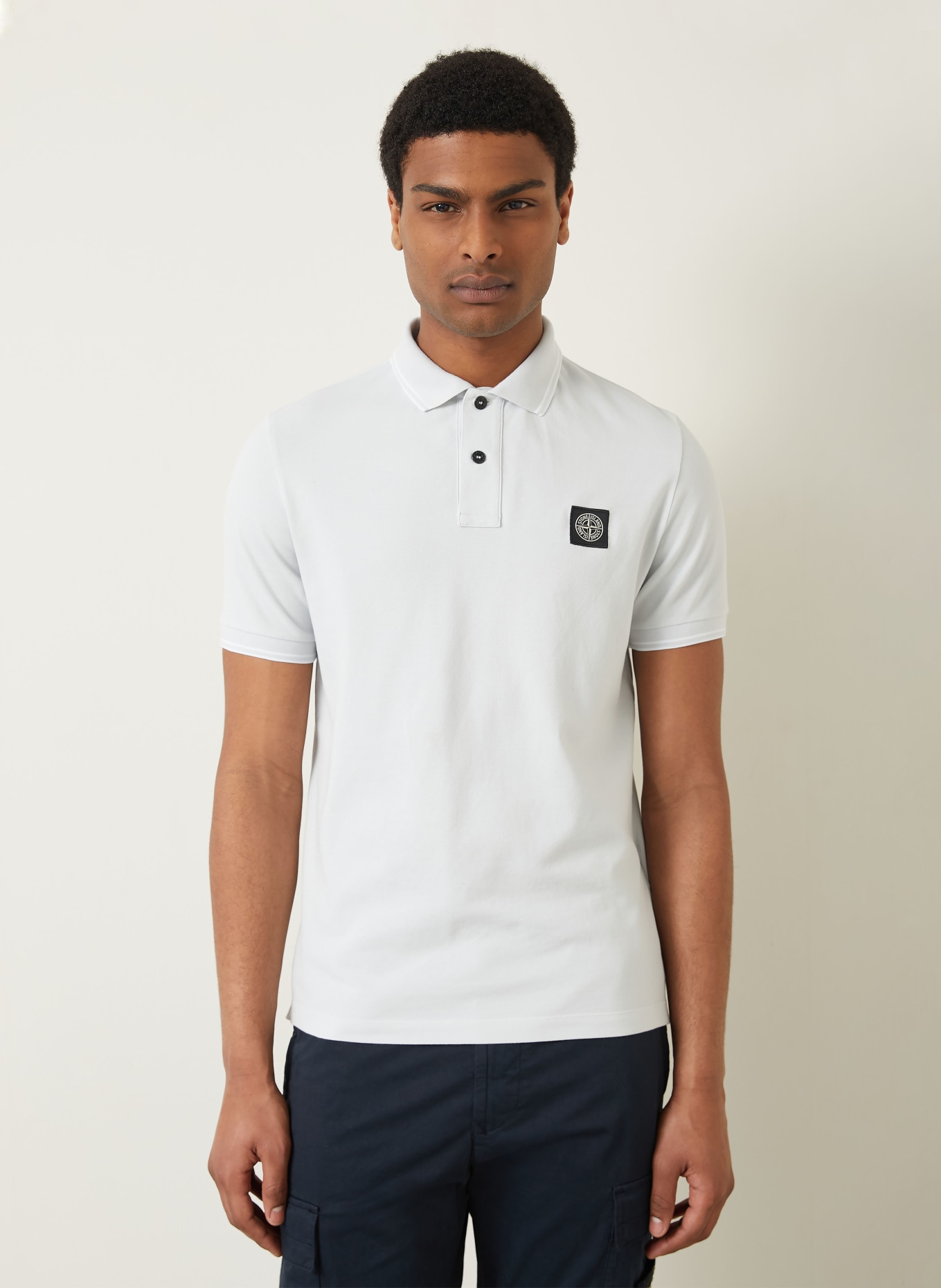 STONE ISLAND Koszulka polo z pikowanym wzorem: JASNOCZARY