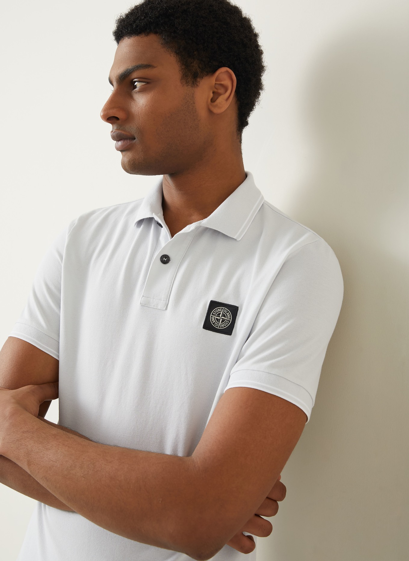 STONE ISLAND Koszulka polo z pikowanym wzorem: JASNOCZARY