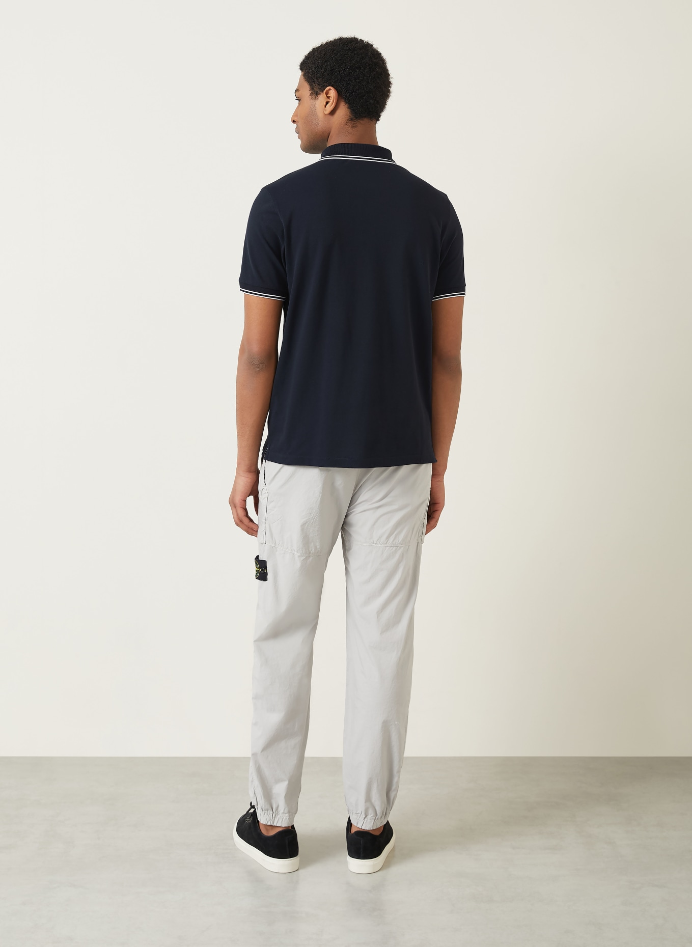 STONE ISLAND Koszulka polo z pikowanym wzorem: GRANATOWY