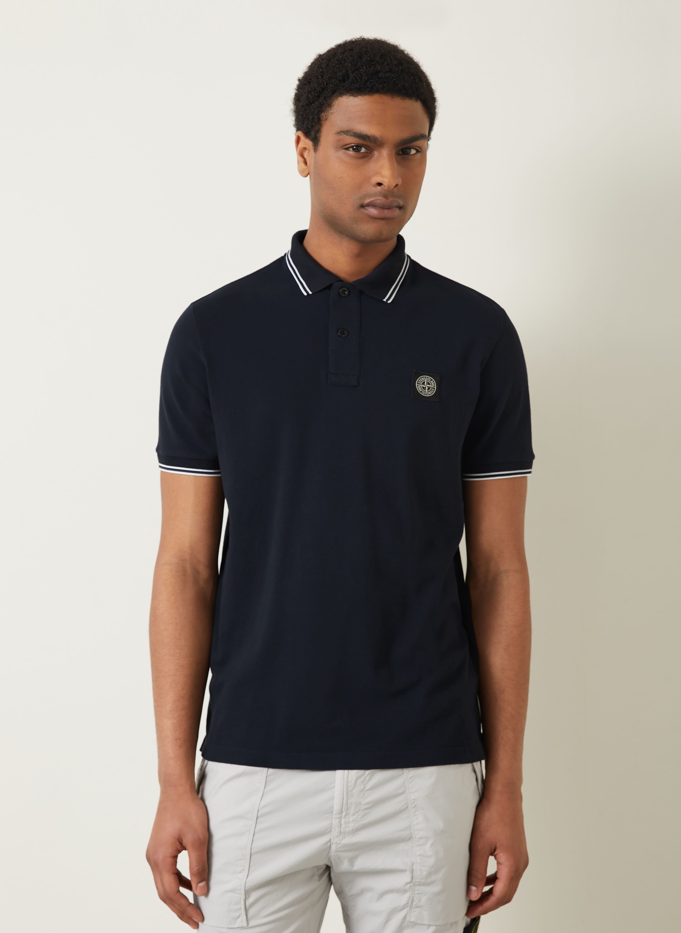 STONE ISLAND Koszulka polo z pikowanym wzorem: GRANATOWY