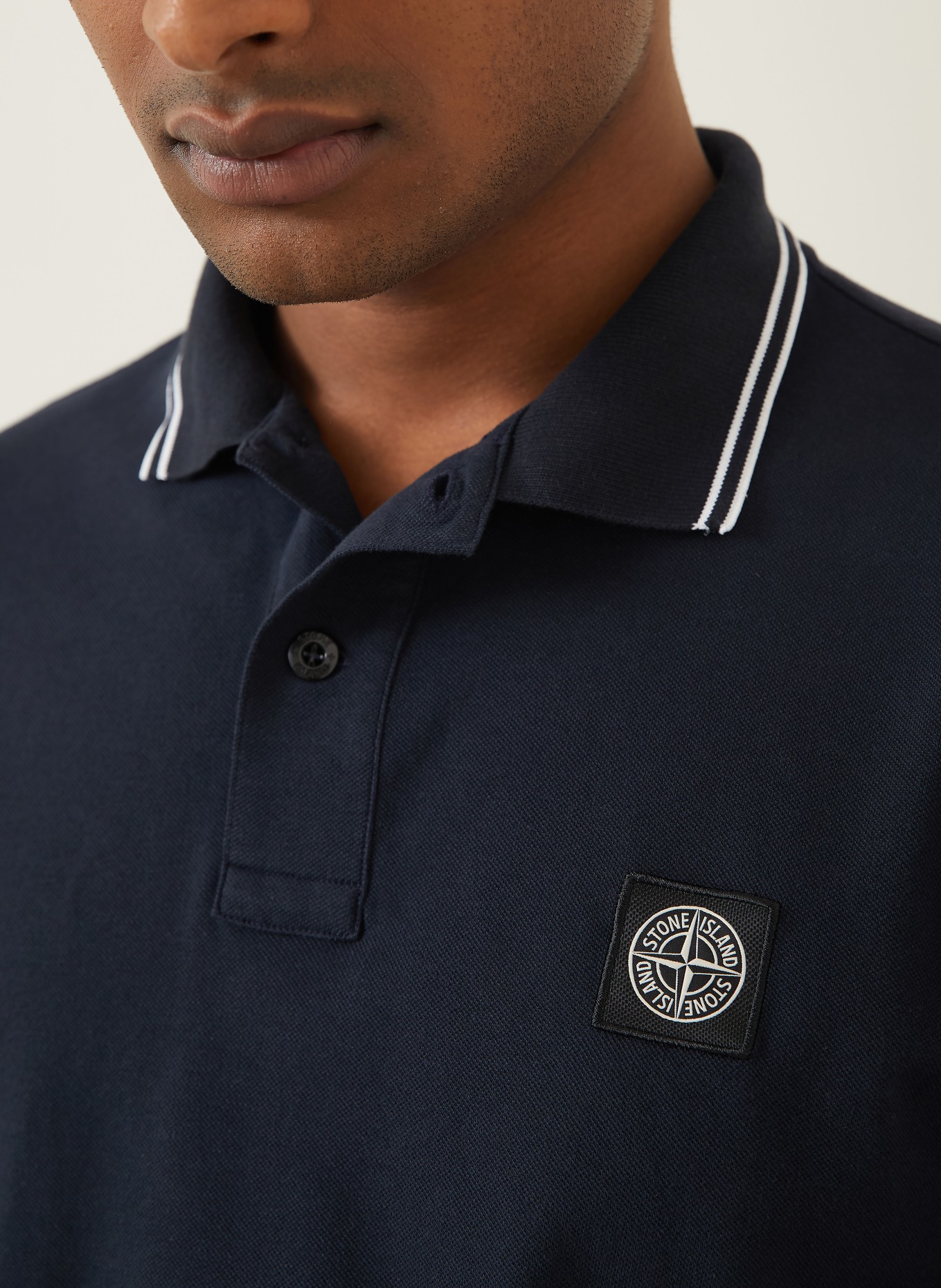 STONE ISLAND Koszulka polo z pikowanym wzorem: GRANATOWY