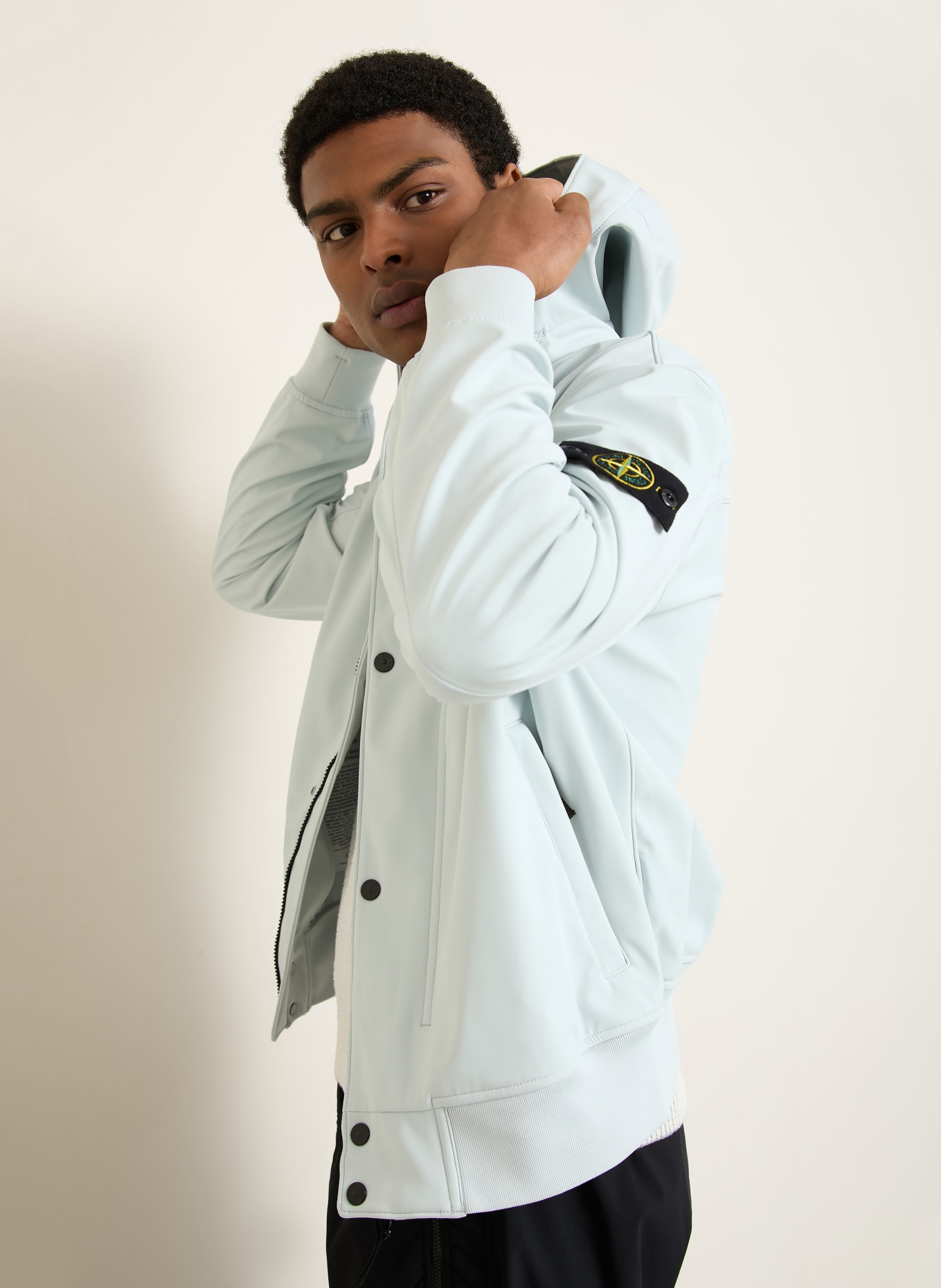 STONE ISLAND veste softshell: BLEU CLAIR