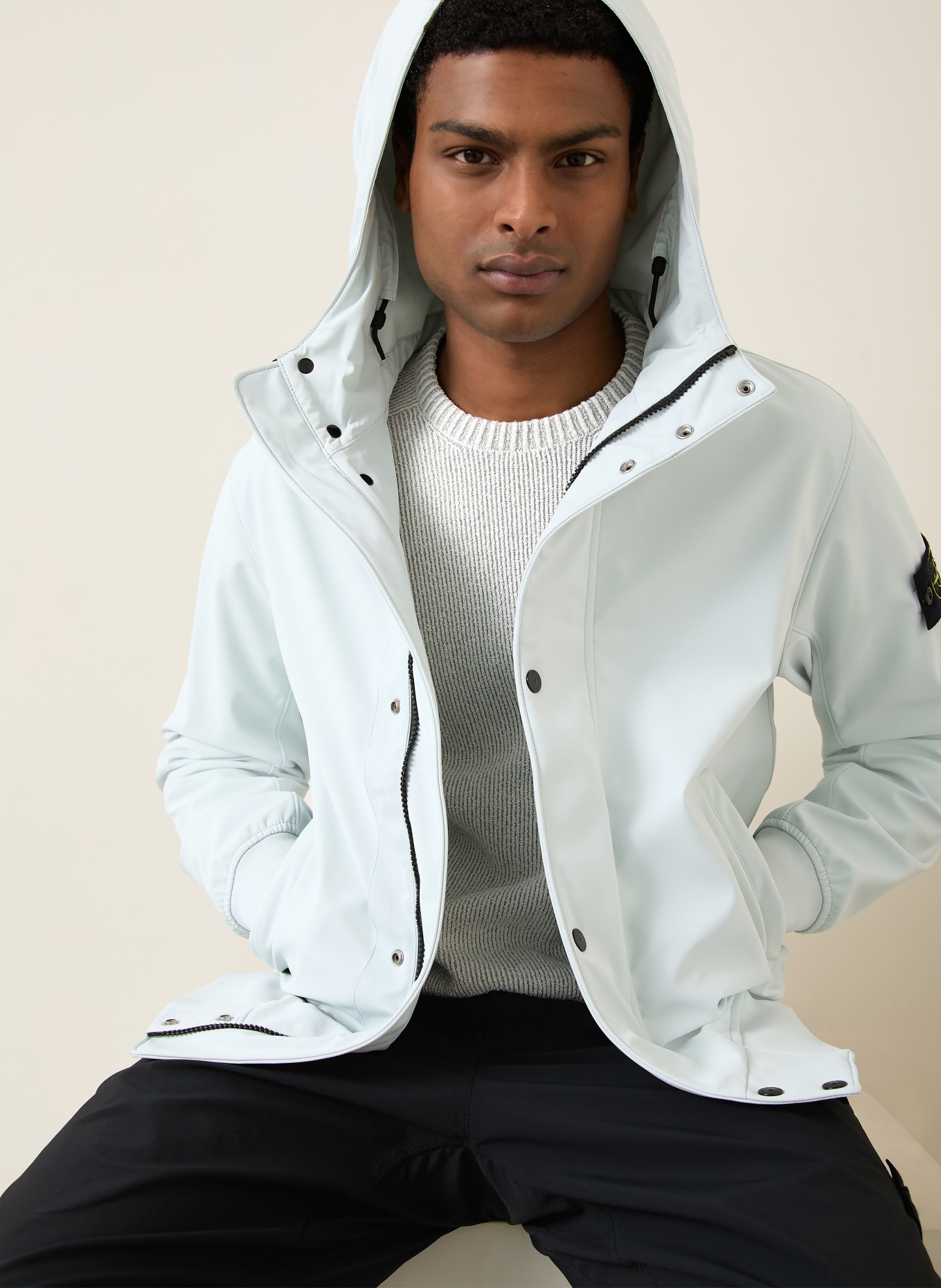 STONE ISLAND veste softshell: BLEU CLAIR