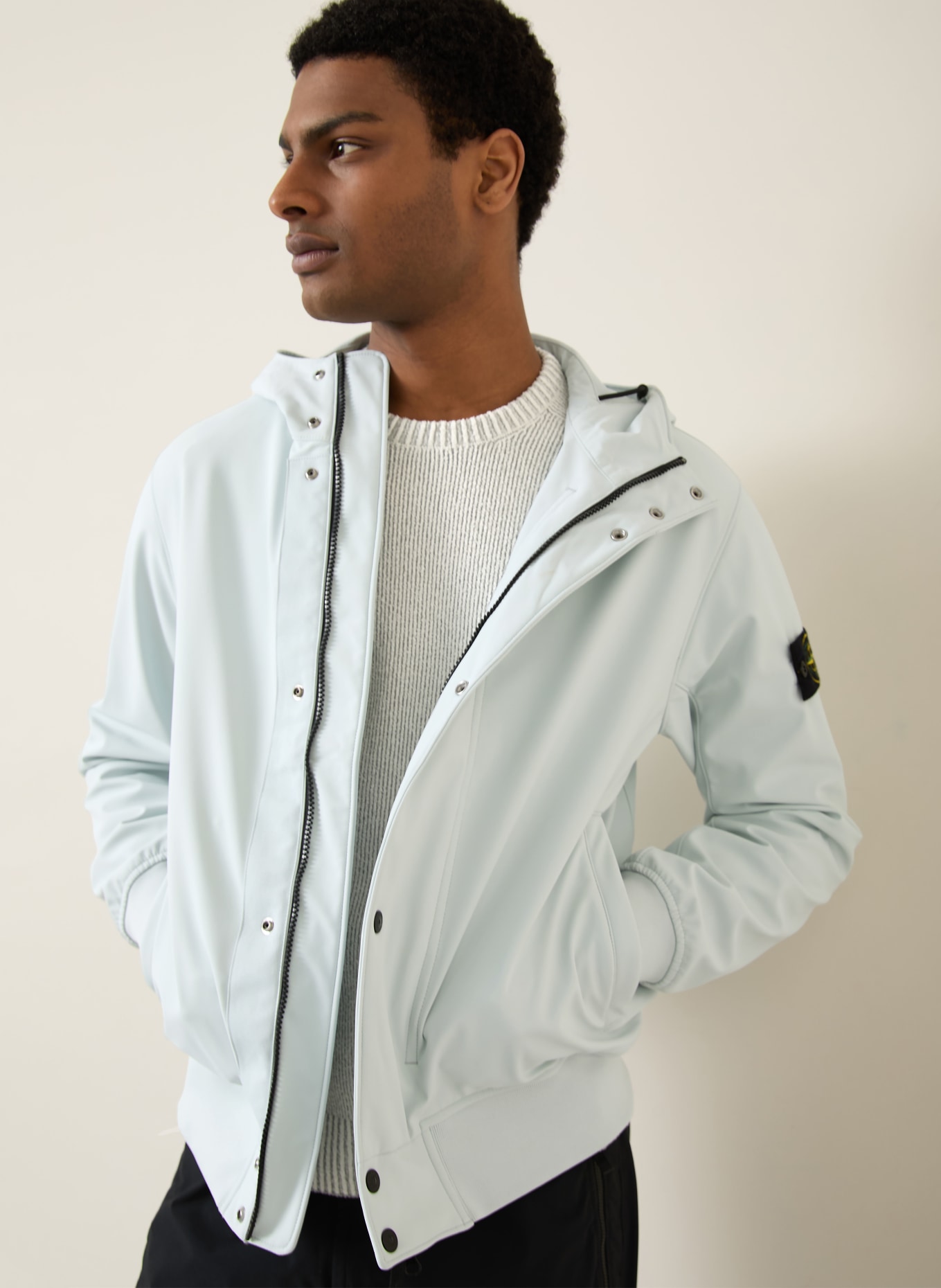 STONE ISLAND veste softshell: BLEU CLAIR