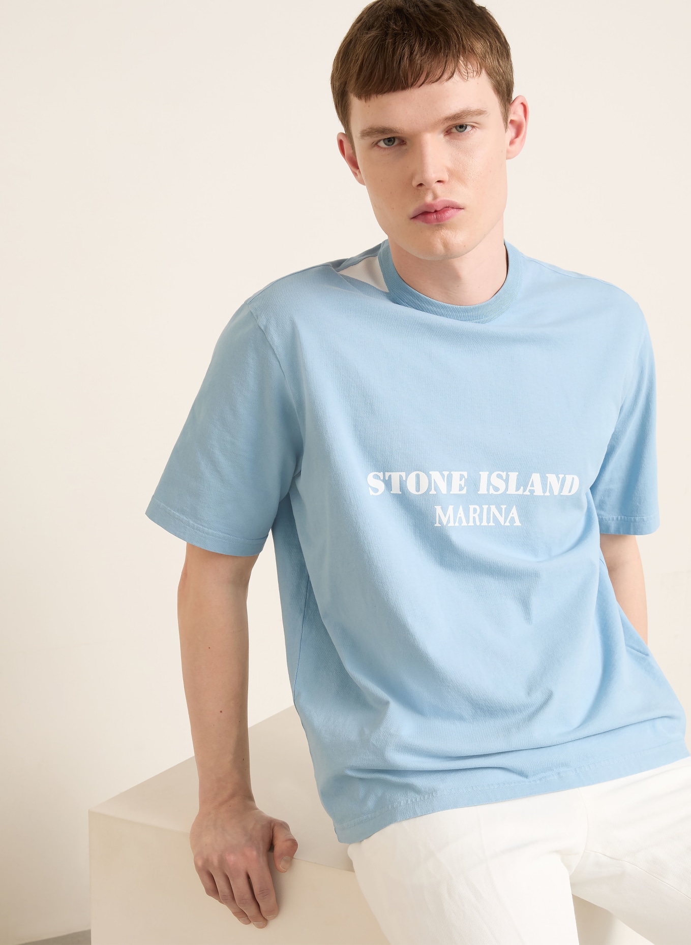 STONE ISLAND T-shirt: LICHTBLAUW / WIT