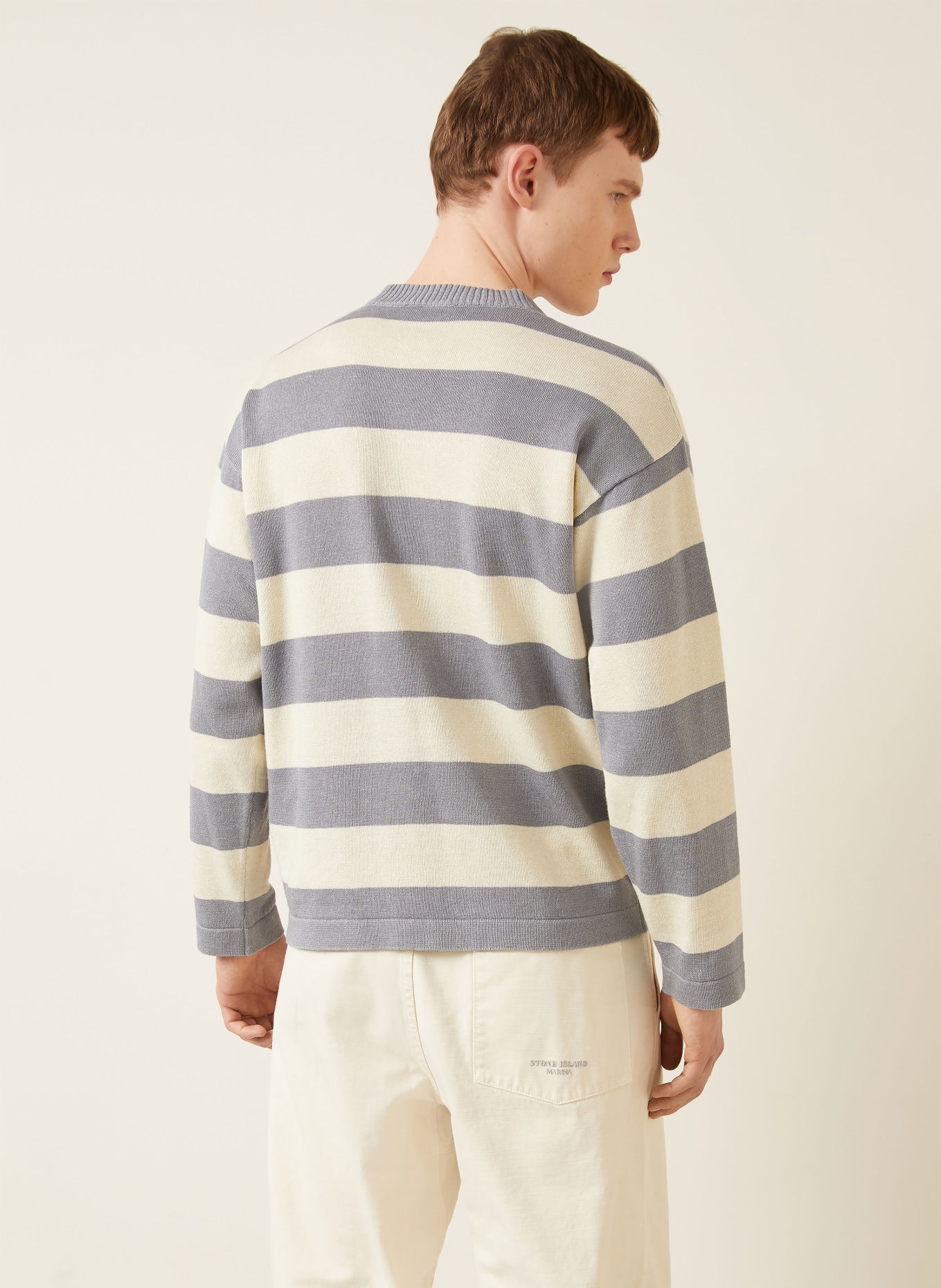 STONE ISLAND Trui met linnen: CRÈME / BLAUWGRIJS