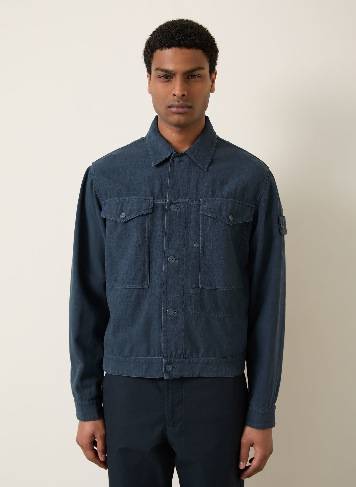 STONE ISLAND Survêtement avec lin: BLEU