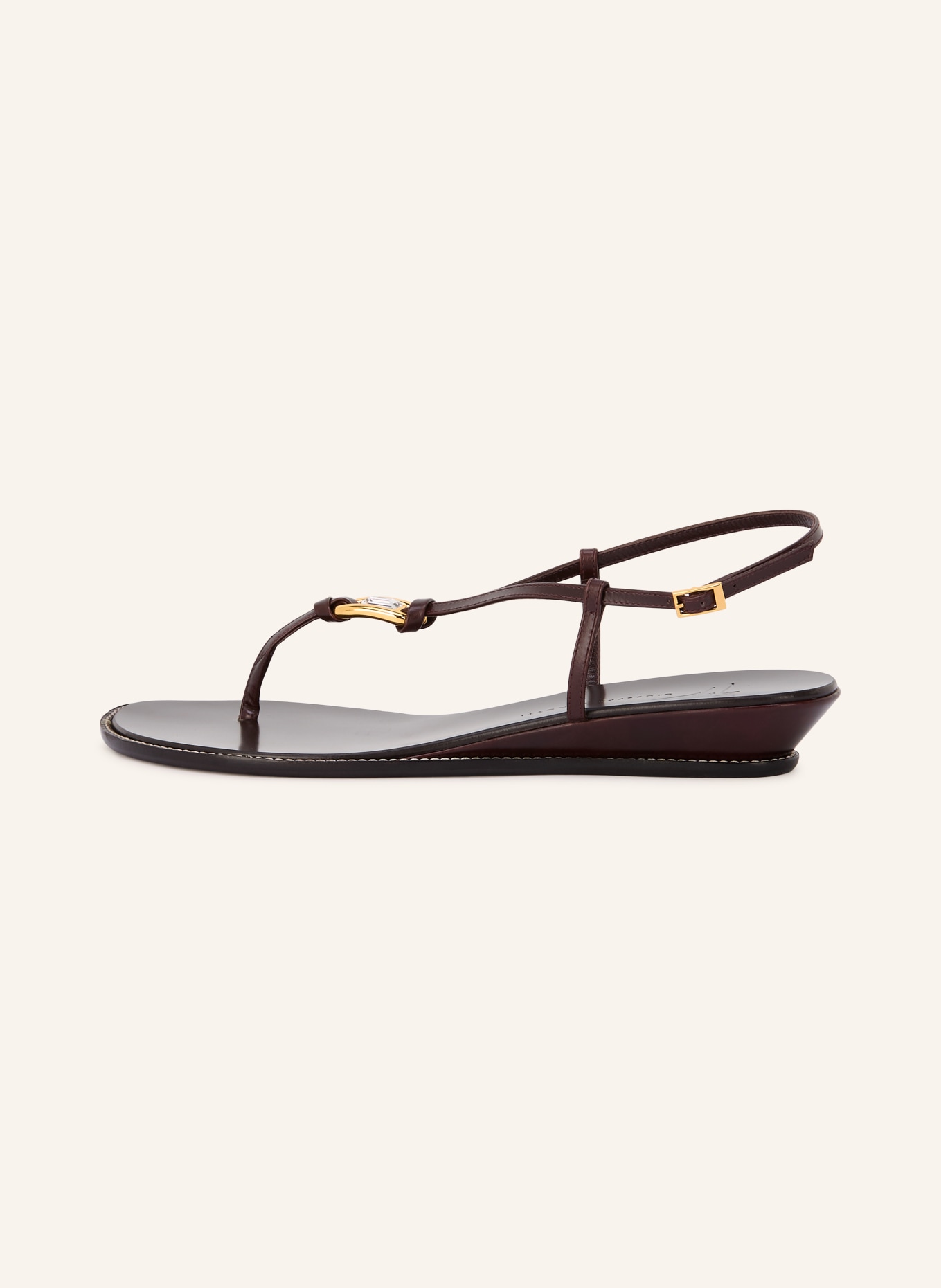 GIUSEPPE ZANOTTI DESIGN AMHELIA Toe Separators with Gemstones: DARK BROWN / GOLD