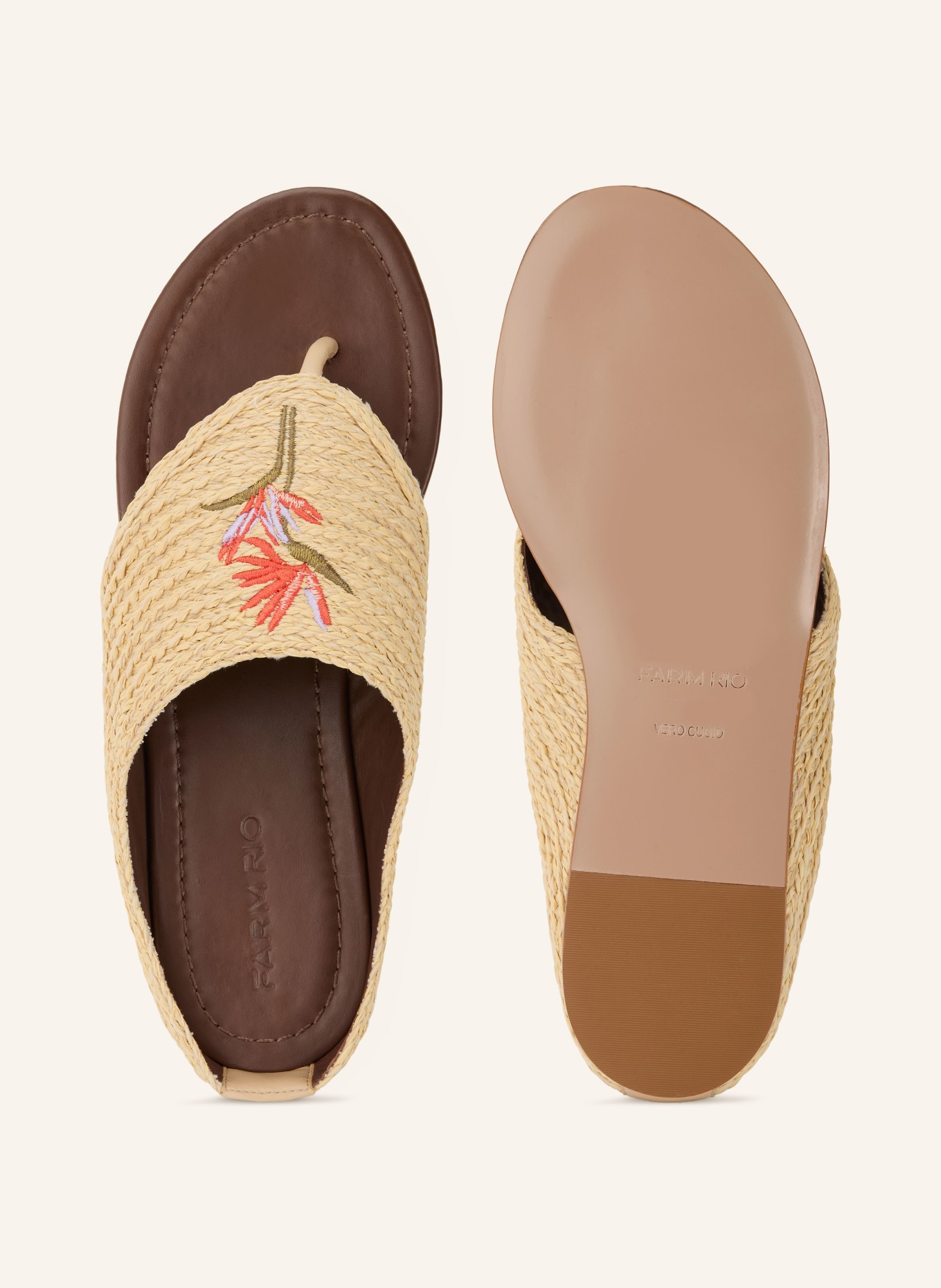 FARM RIO Zehentrenner: HELLBRAUN / DUNKELORANGE / GRÜN