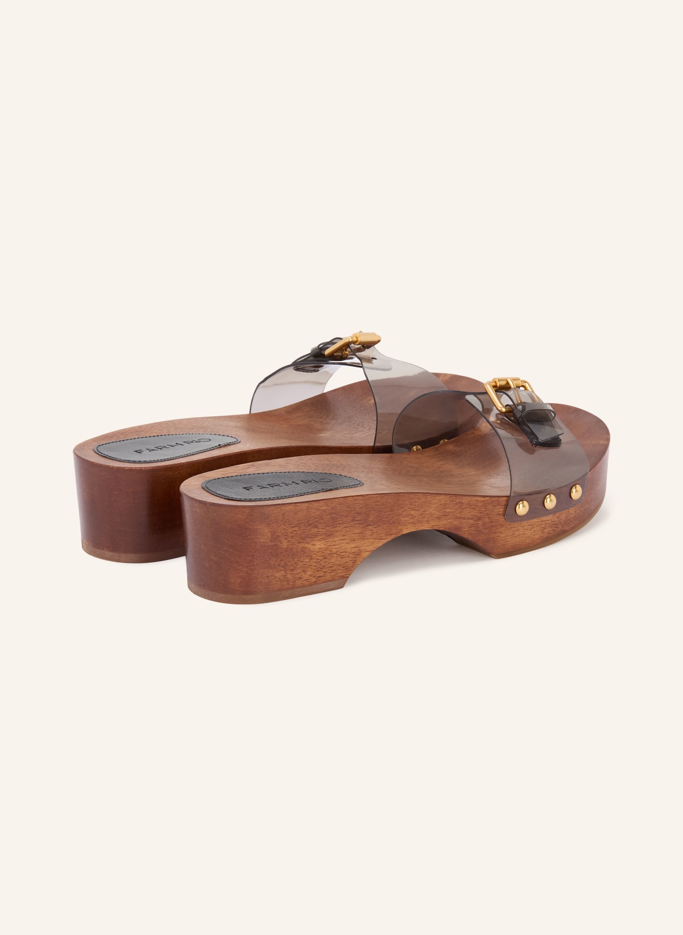 FARM RIO Mules à talons plats JELLY avec rivets: NOIR