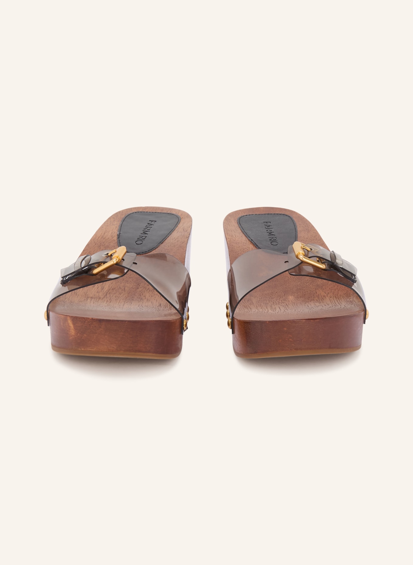 FARM RIO Mules à talons plats JELLY avec rivets: NOIR