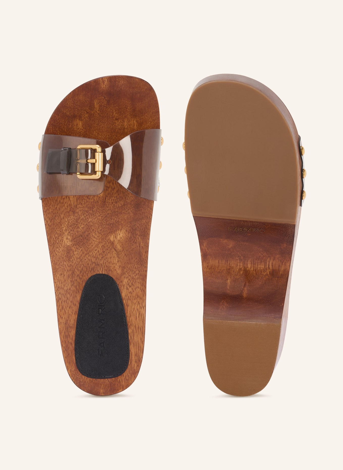 FARM RIO Mules à talons plats JELLY avec rivets: NOIR