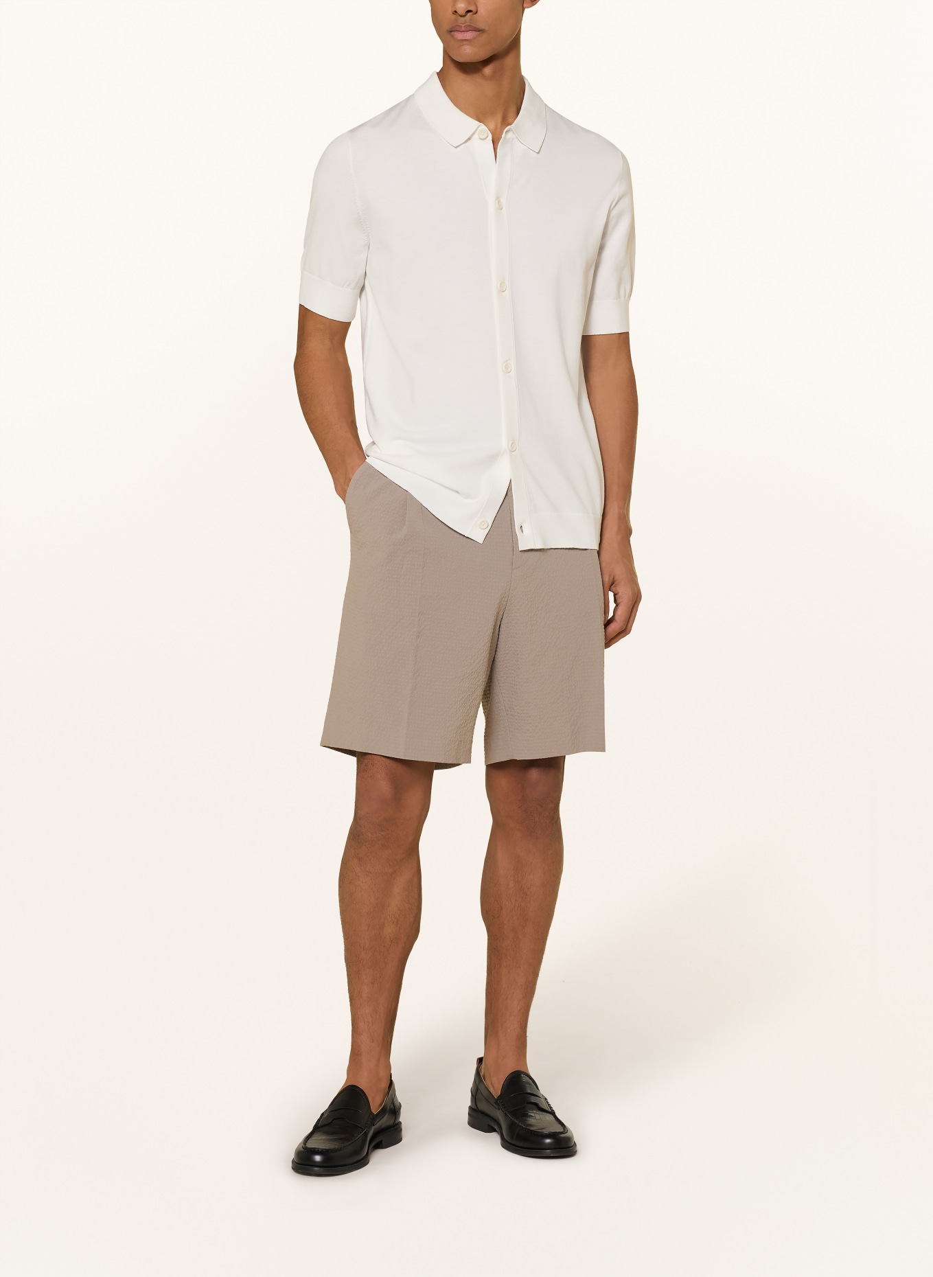 HUGO Strickhemd SAN PACO Extra Slim Fit: WEISS