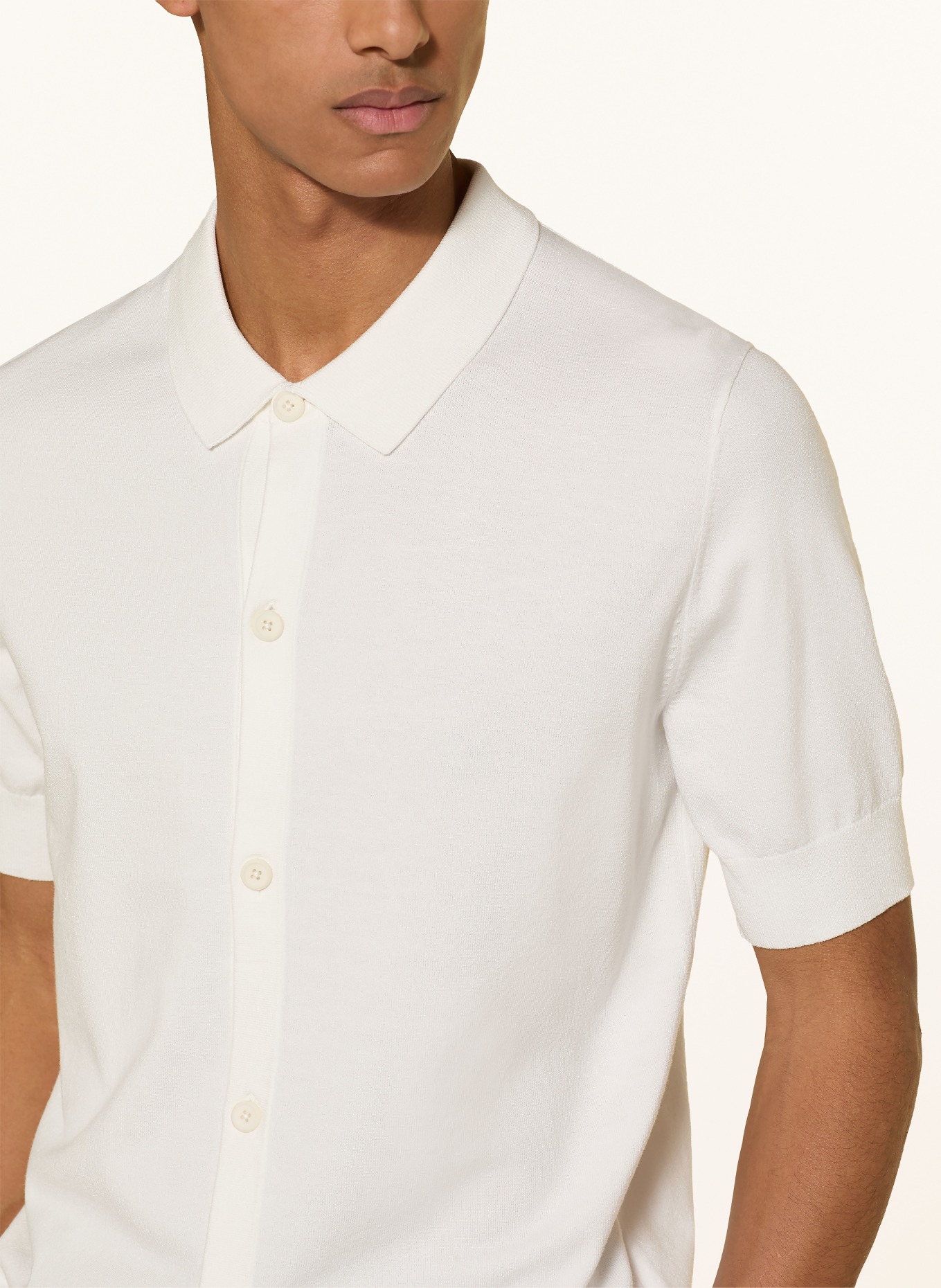 HUGO Strickhemd SAN PACO Extra Slim Fit: WEISS