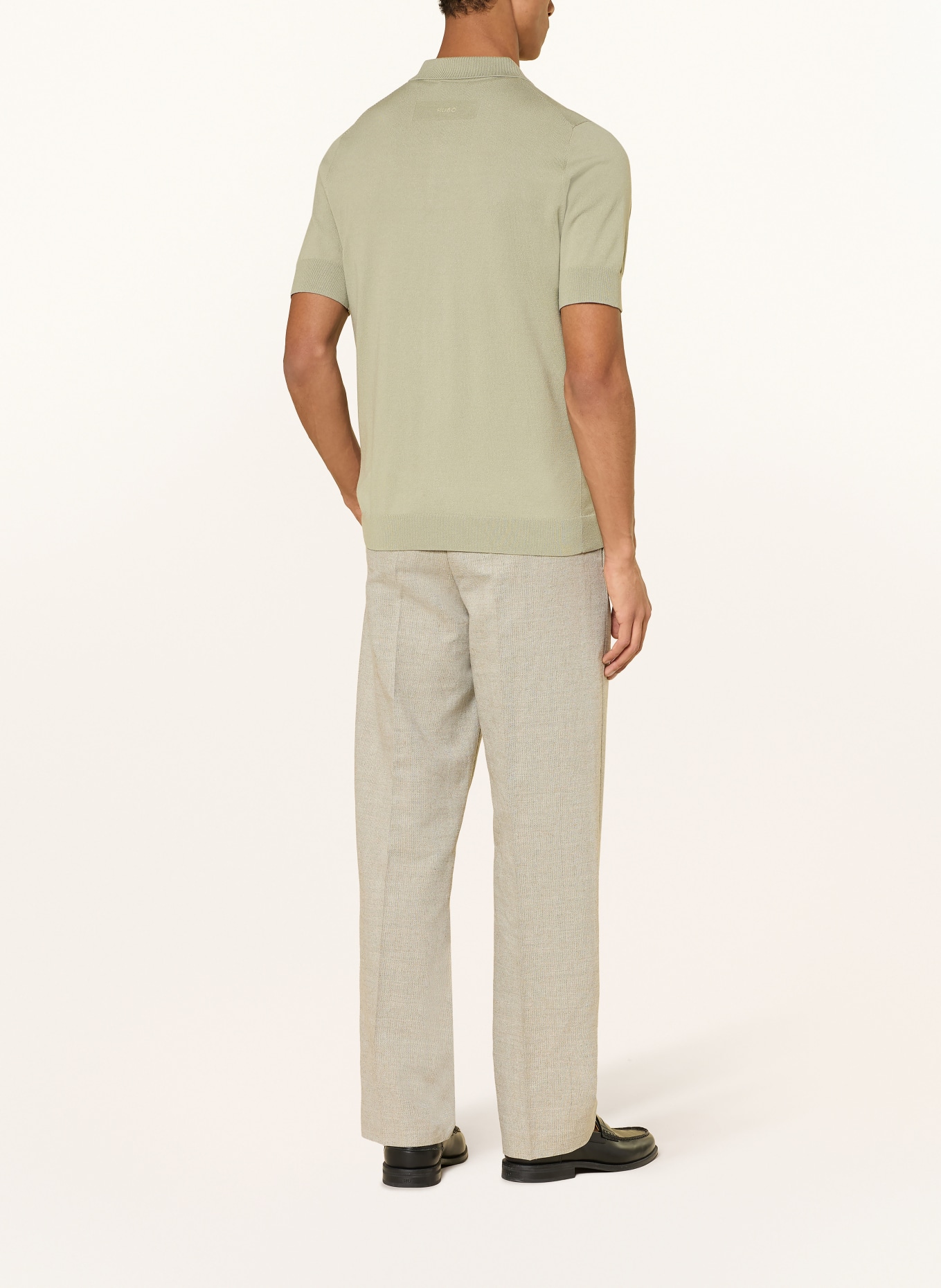 HUGO Gebreid overhemd SAN PACO Extra Slim Fit: KAKI