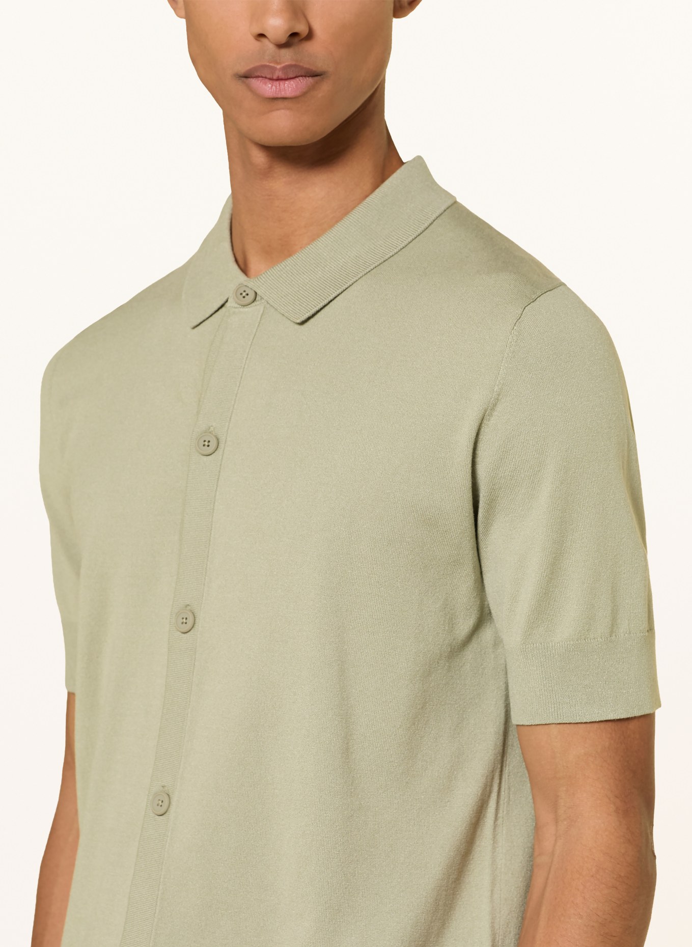 HUGO Gebreid overhemd SAN PACO Extra Slim Fit: KAKI