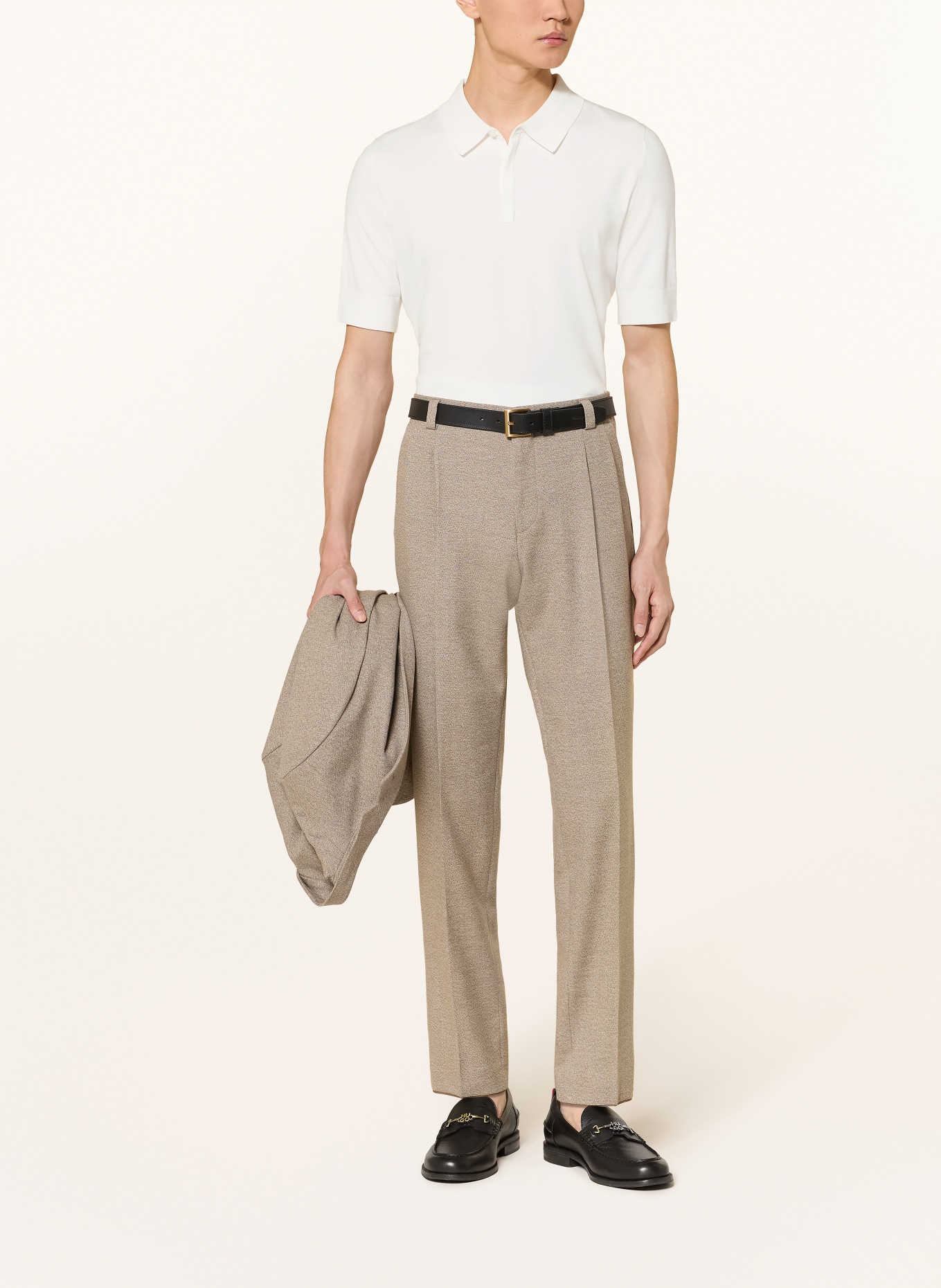 HUGO Strick-Poloshirt SAN PETER: WEISS