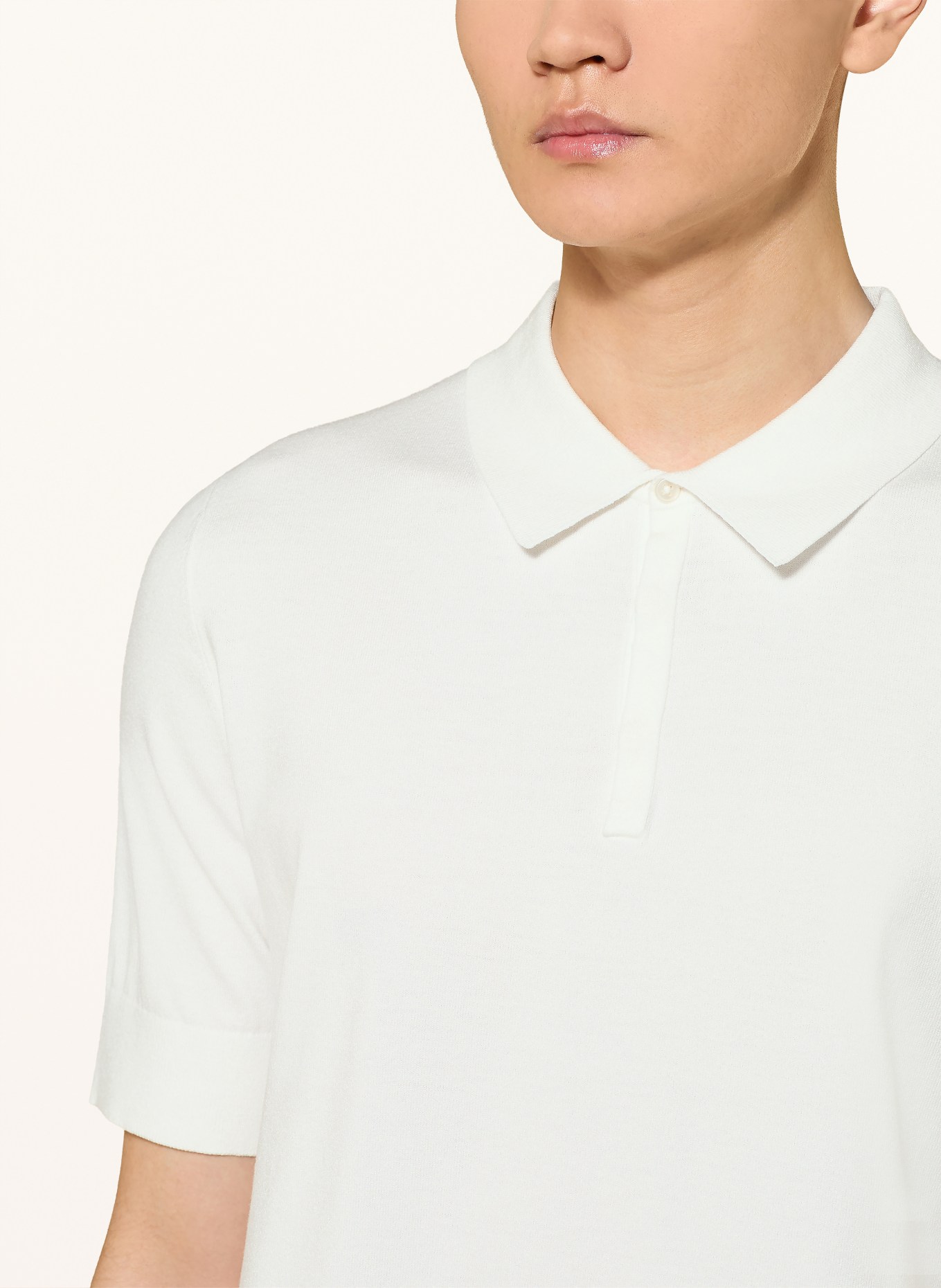 HUGO Strick-Poloshirt SAN PETER: WEISS