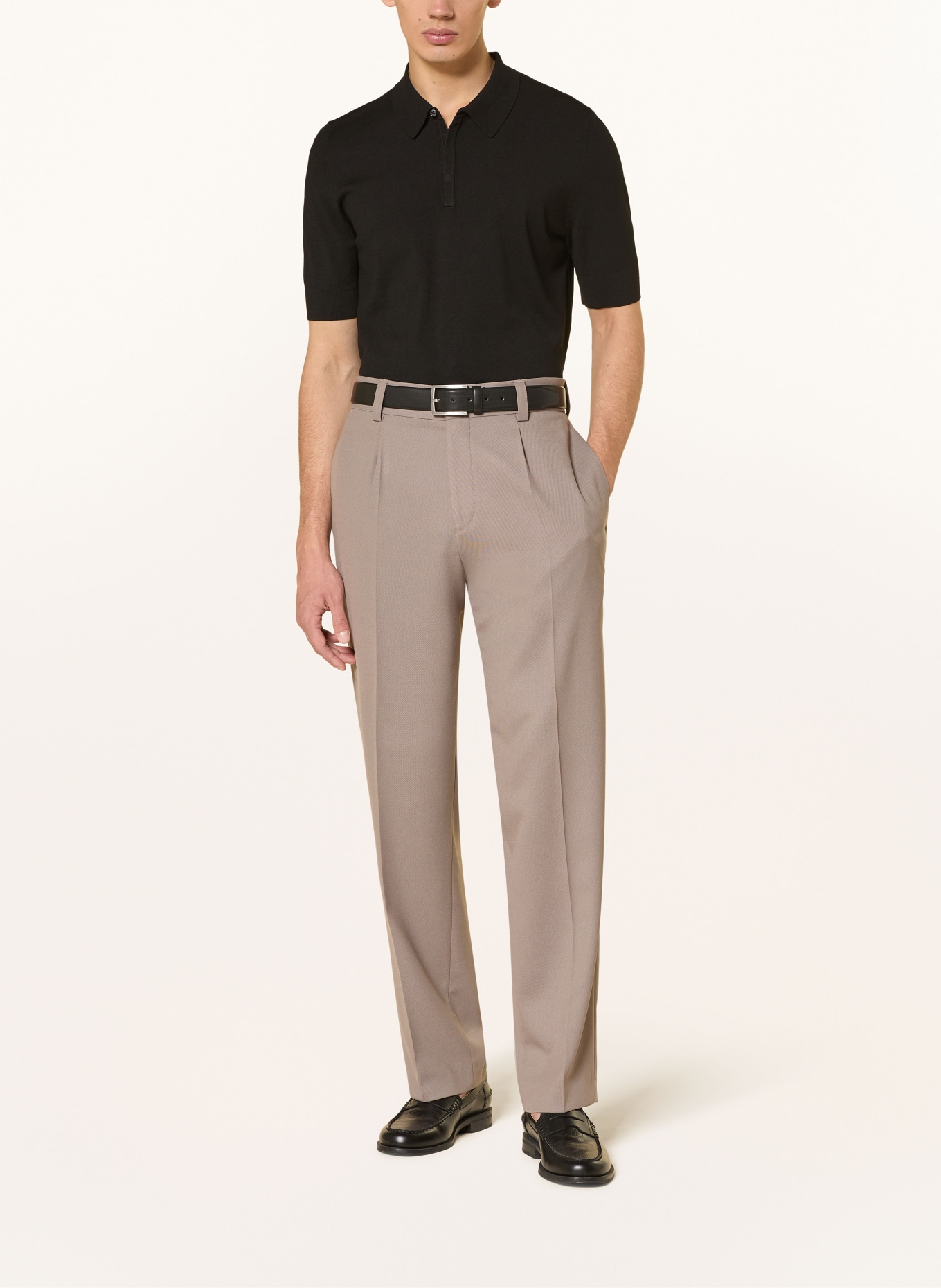 HUGO Strick-Poloshirt SAN PETER: SCHWARZ