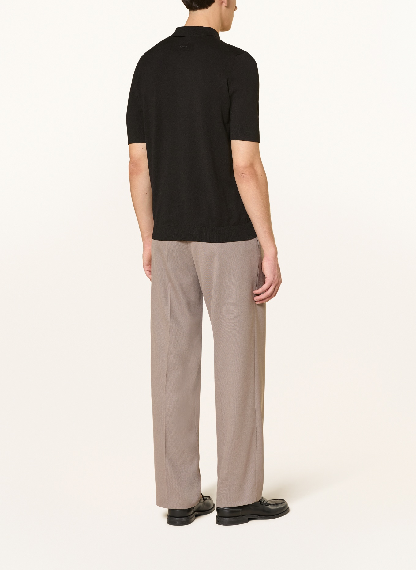 HUGO Strick-Poloshirt SAN PETER: SCHWARZ