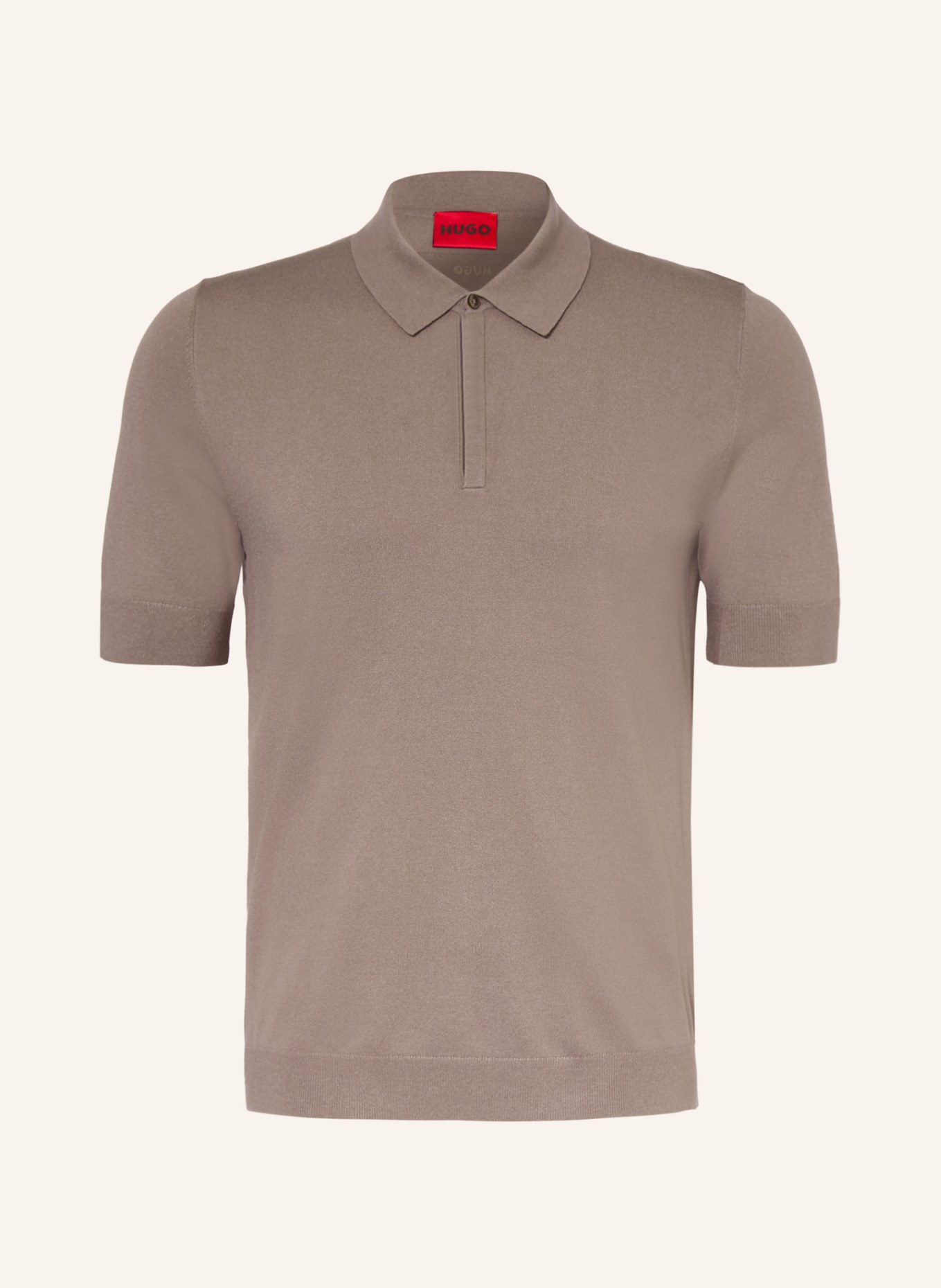 HUGO SAN PETER knitted polo shirt: TAUPE