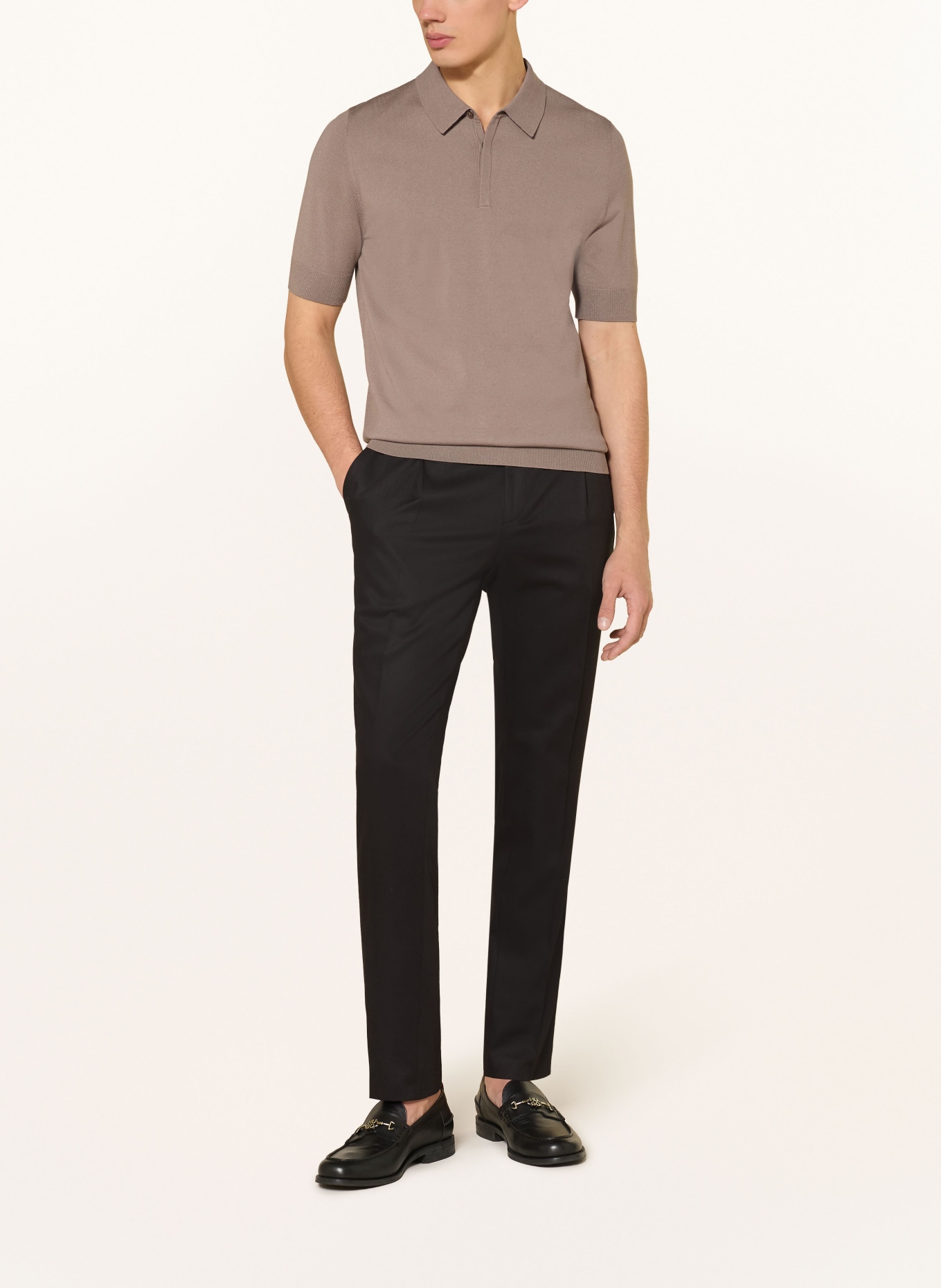 HUGO SAN PETER knitted polo shirt: TAUPE