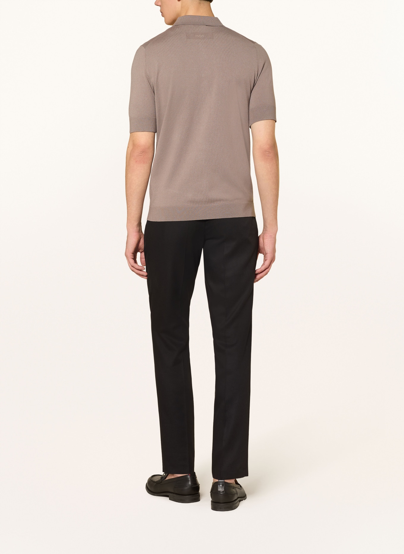 HUGO SAN PETER knitted polo shirt: TAUPE