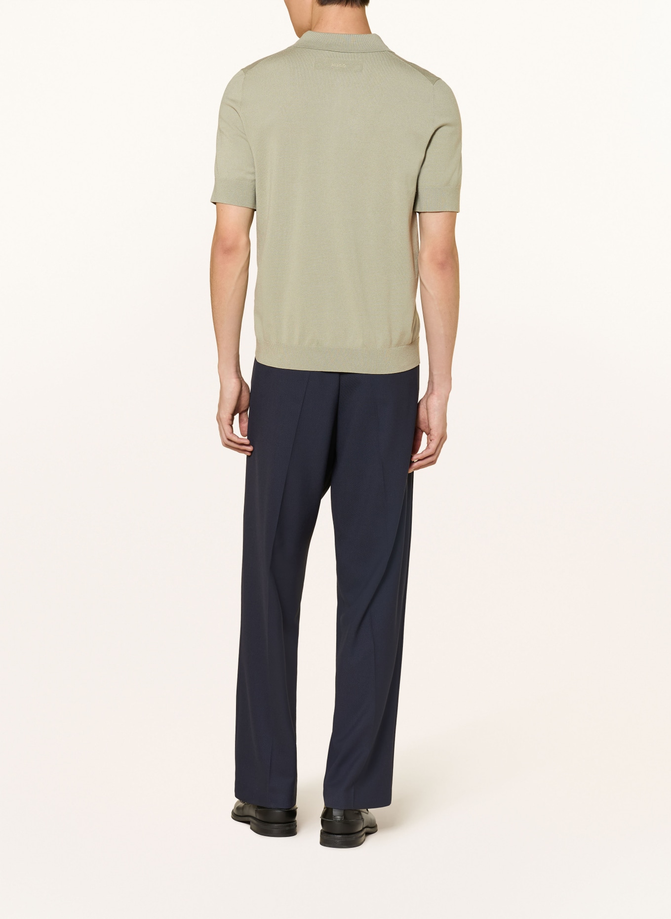 HUGO Strick-Poloshirt SAN PETER: HELLGRÜN