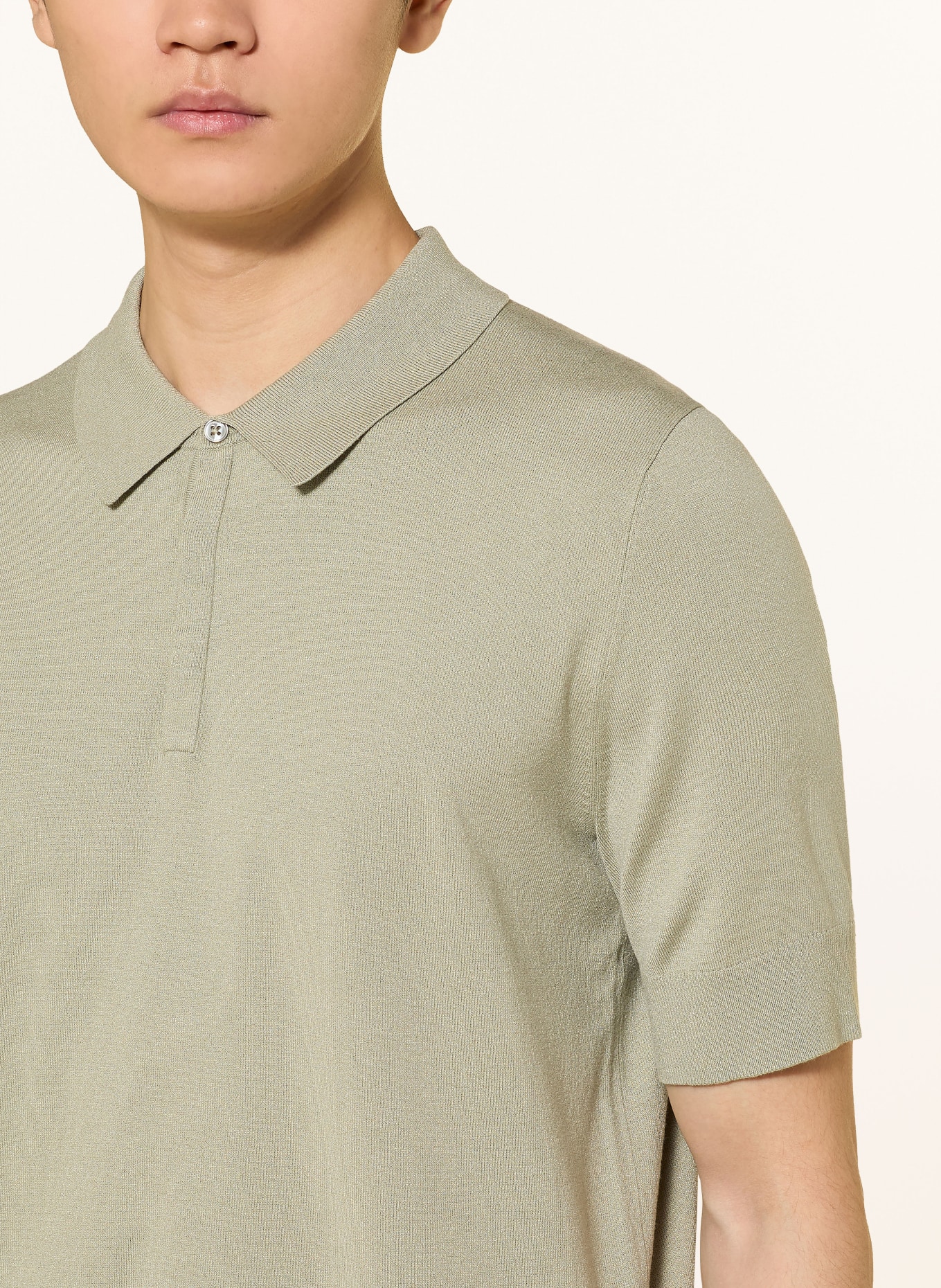 HUGO Strick-Poloshirt SAN PETER: HELLGRÜN