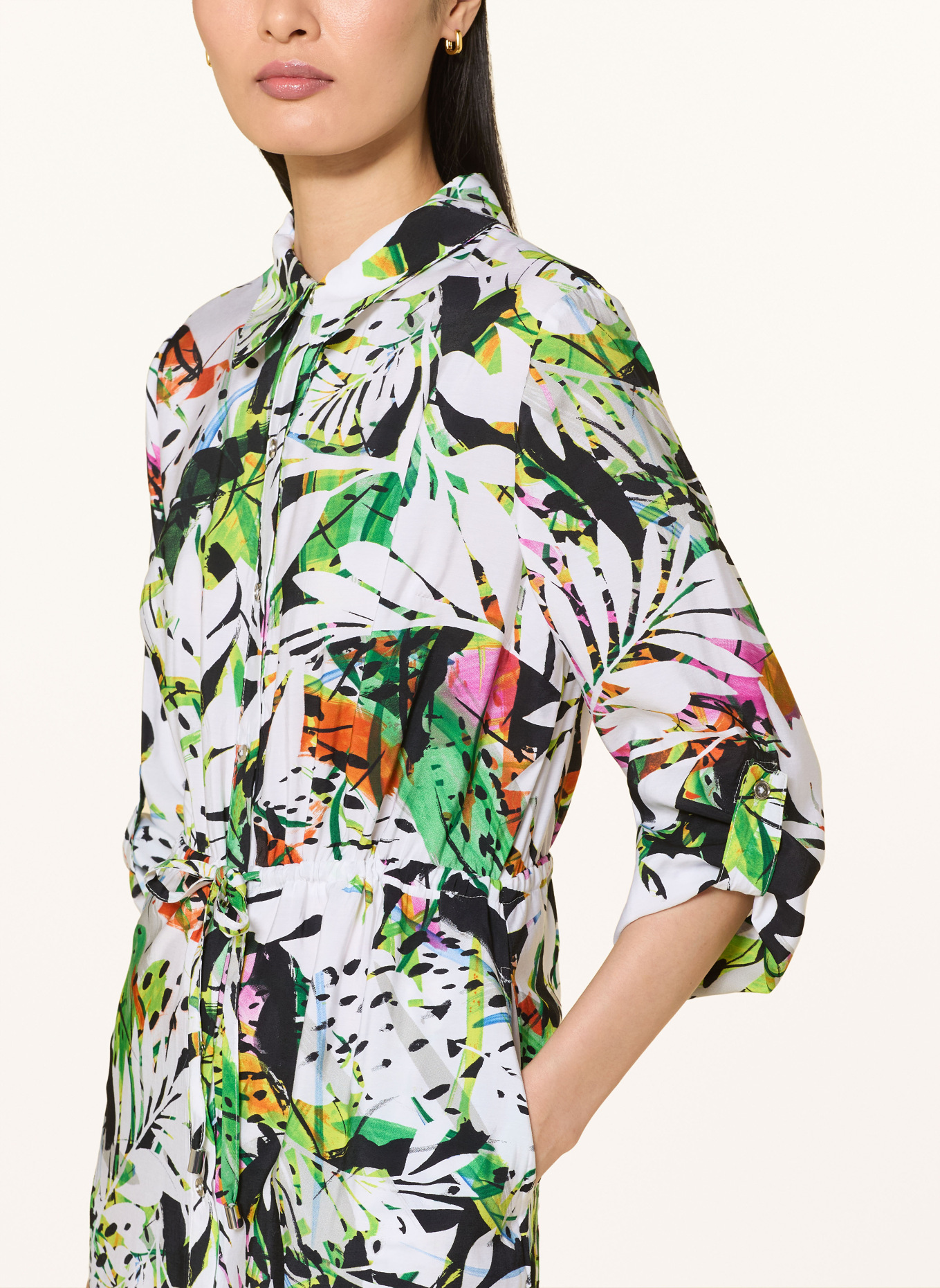 Joseph Ribkoff Overhemdjurk met 3/4-mouwen: GROEN / ROZE / WIT