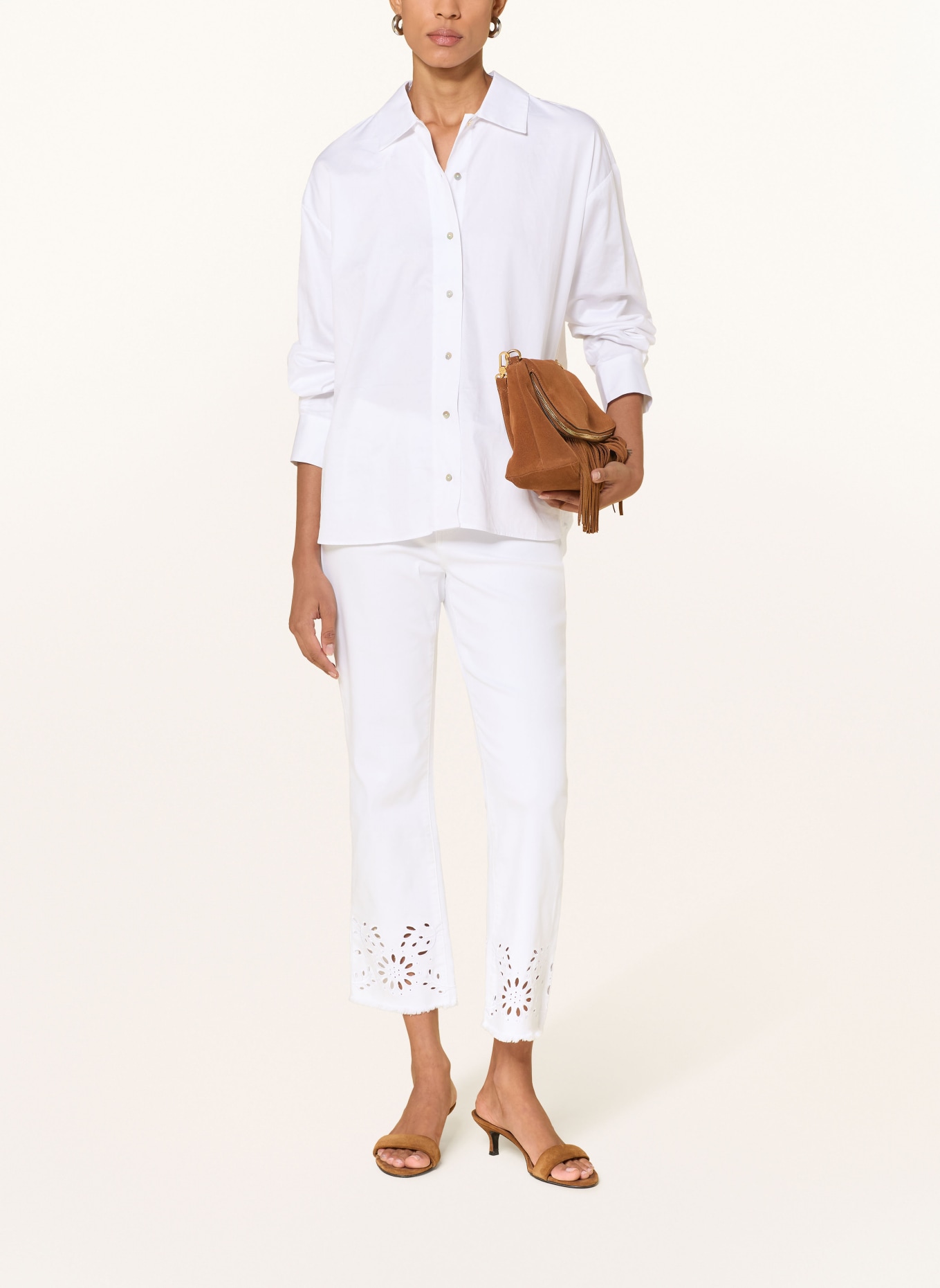 Joseph Ribkoff 7/8-broek met kant met gaatjes: 12 WEISS