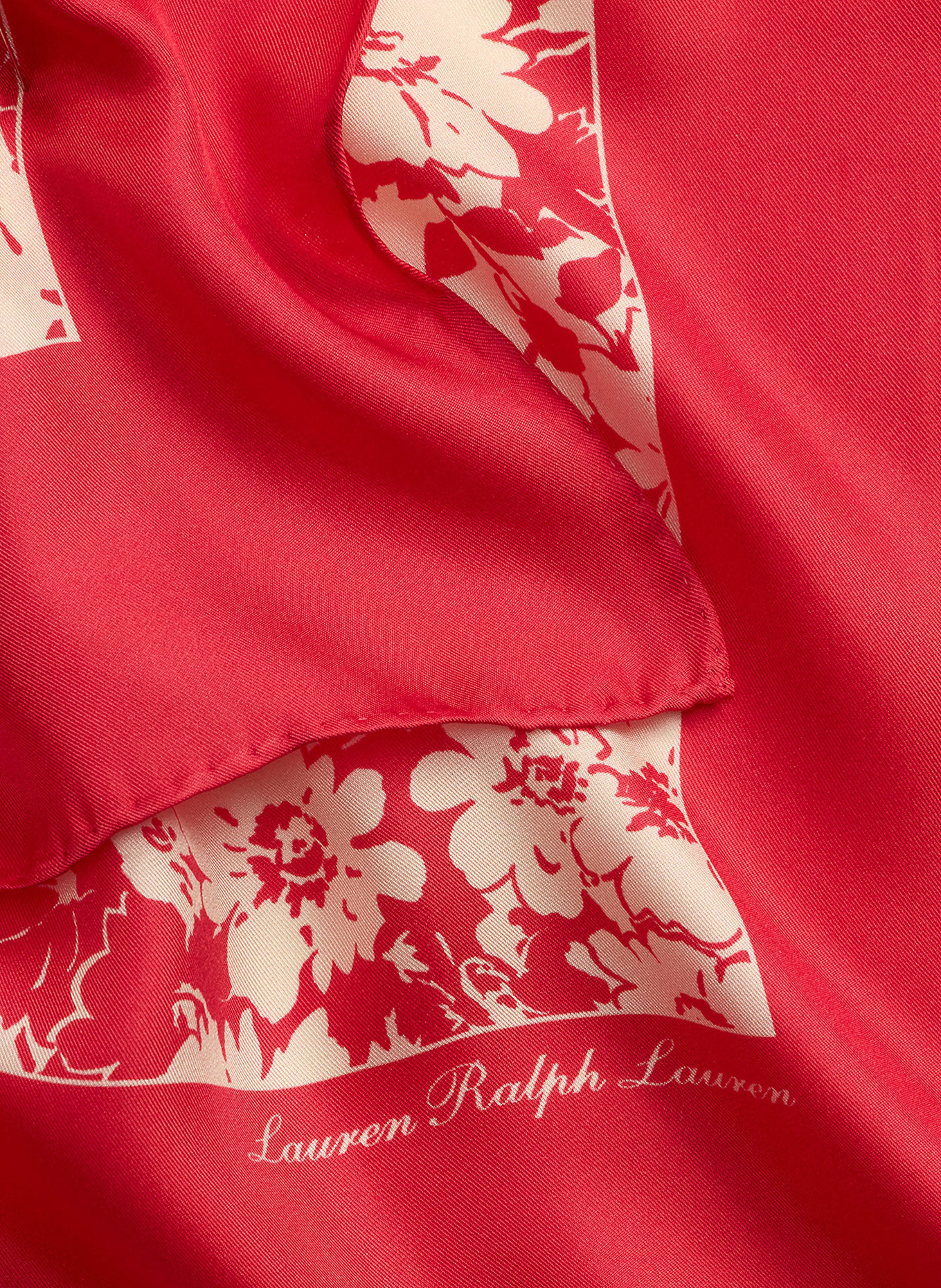 LAUREN RALPH LAUREN Seidentuch: ROT / BEIGE