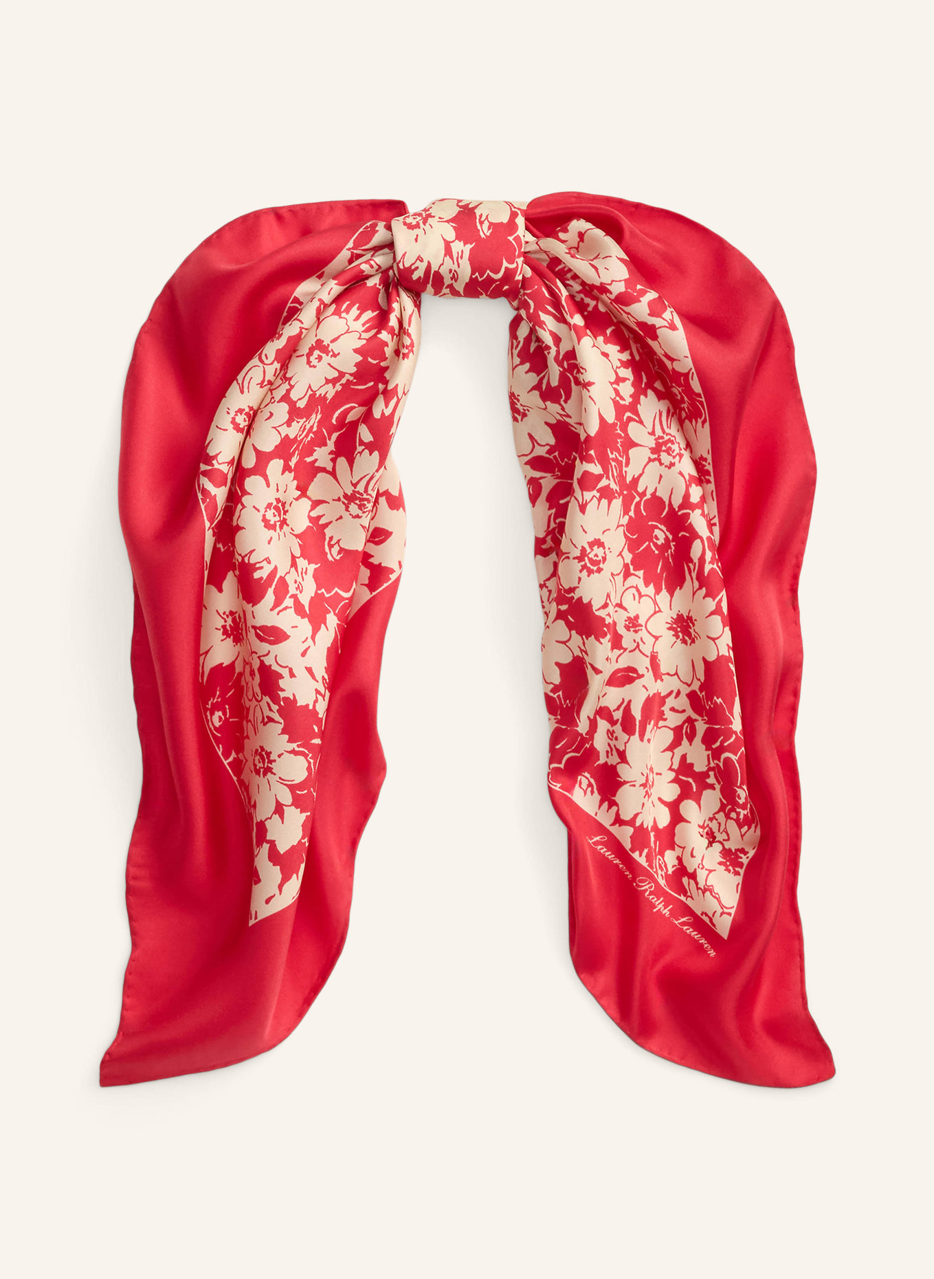 LAUREN RALPH LAUREN Seidentuch: ROT / BEIGE