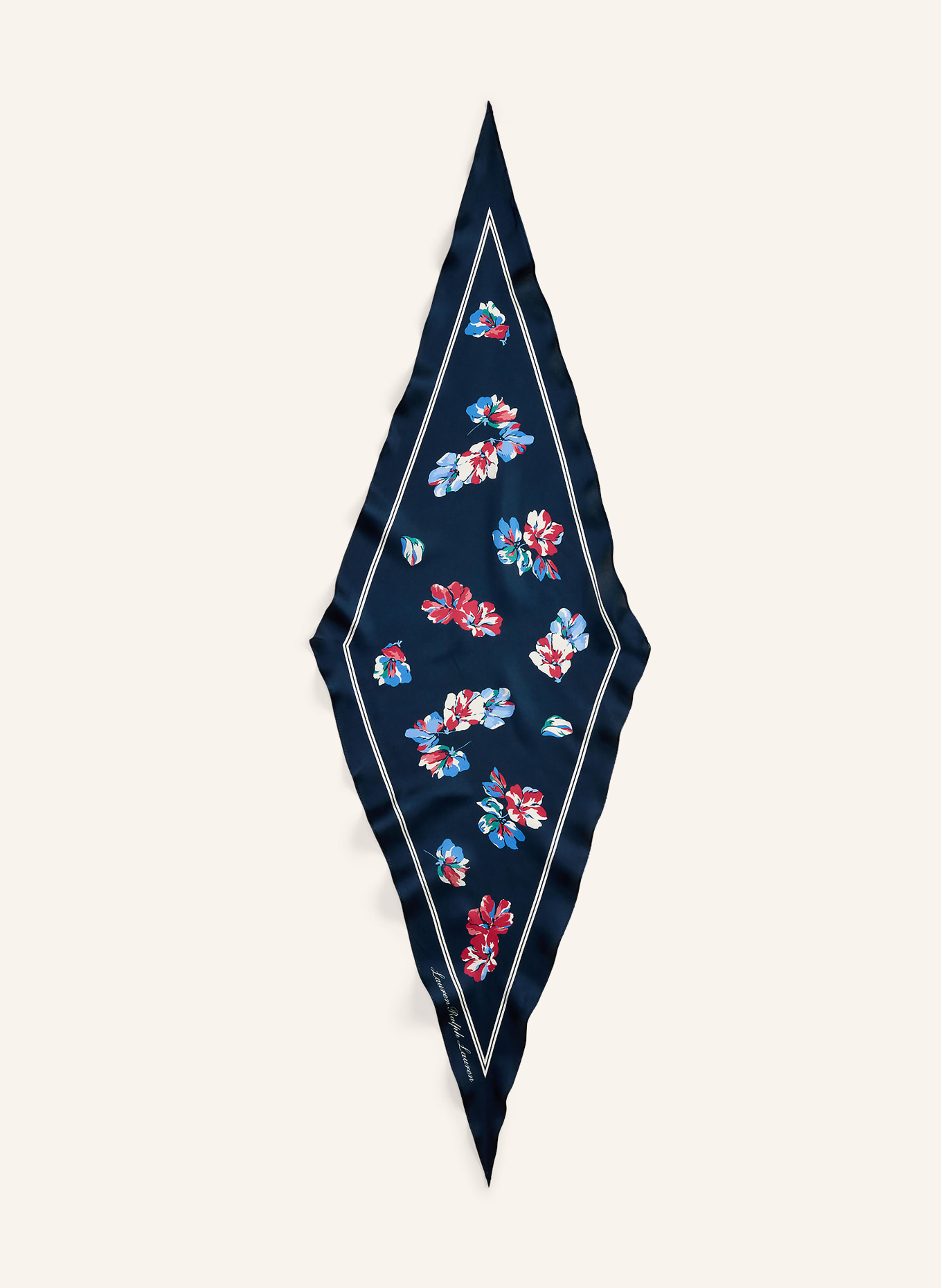 LAUREN RALPH LAUREN Seidentuch: DUNKELBLAU / ROT / GRÜN