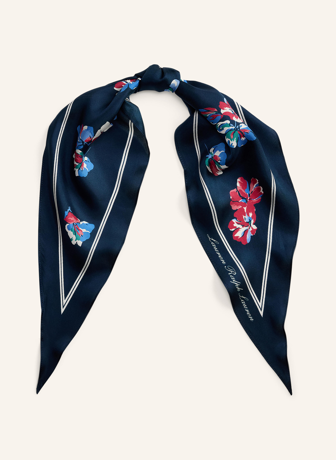 LAUREN RALPH LAUREN Seidentuch: DUNKELBLAU / ROT / GRÜN