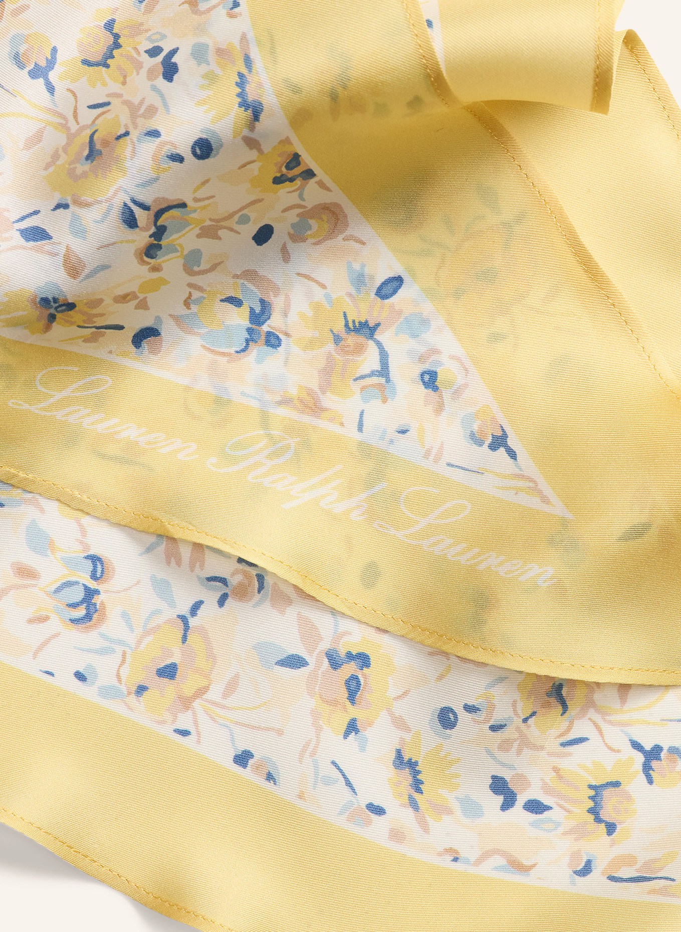 LAUREN RALPH LAUREN Seidentuch: GELB / CREME / BLAUGRAU