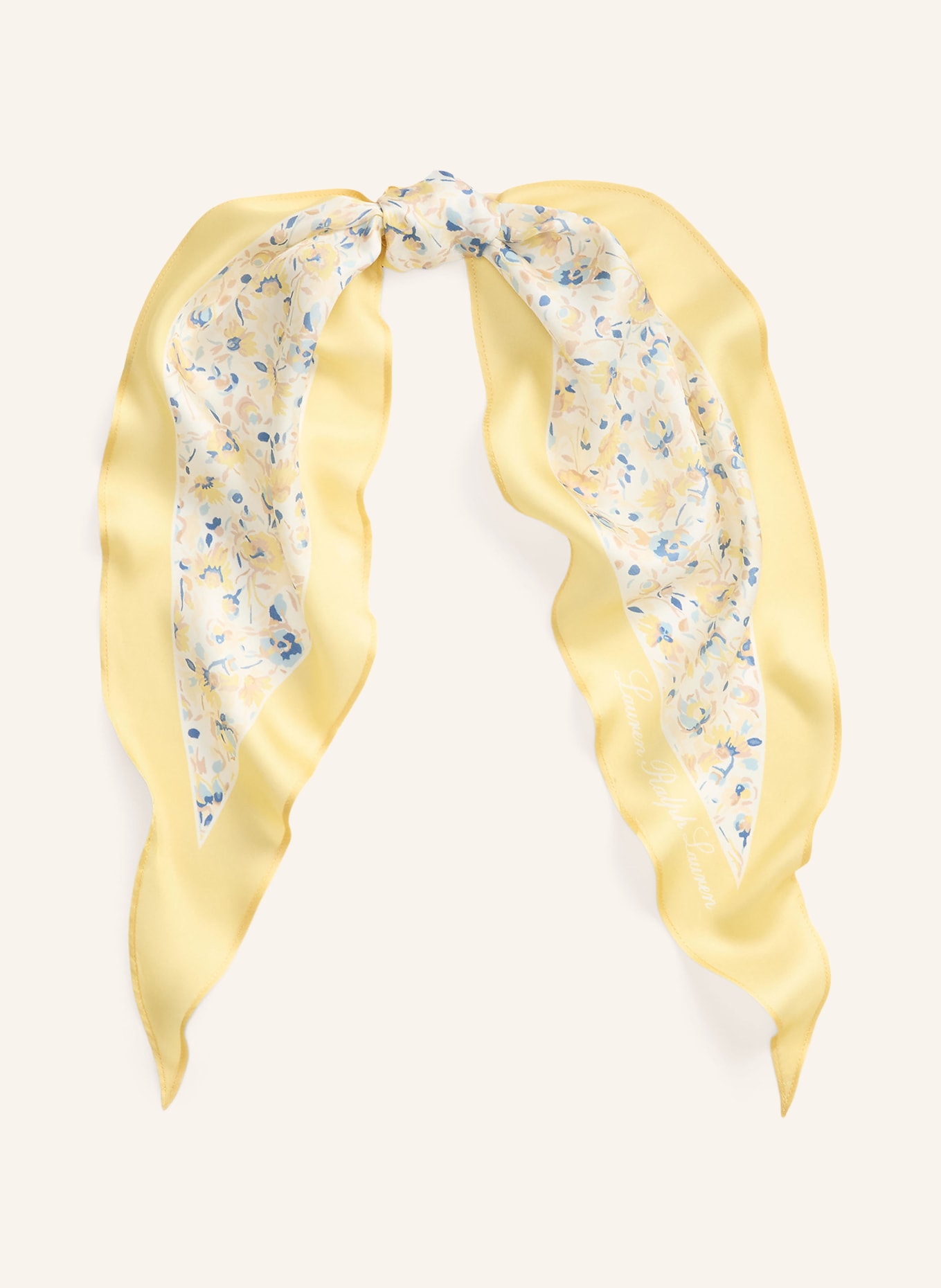 LAUREN RALPH LAUREN Seidentuch: GELB / CREME / BLAUGRAU