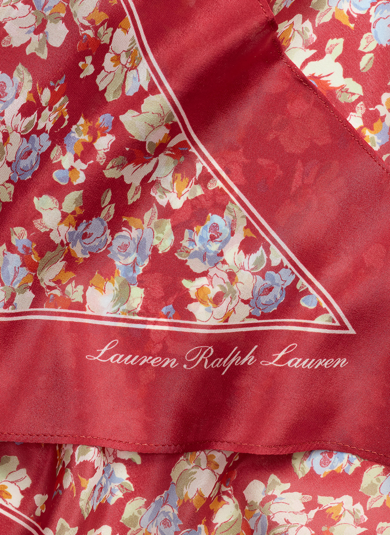 LAUREN RALPH LAUREN Seidentuch: DUNKELROT / CREME / BLAUGRAU