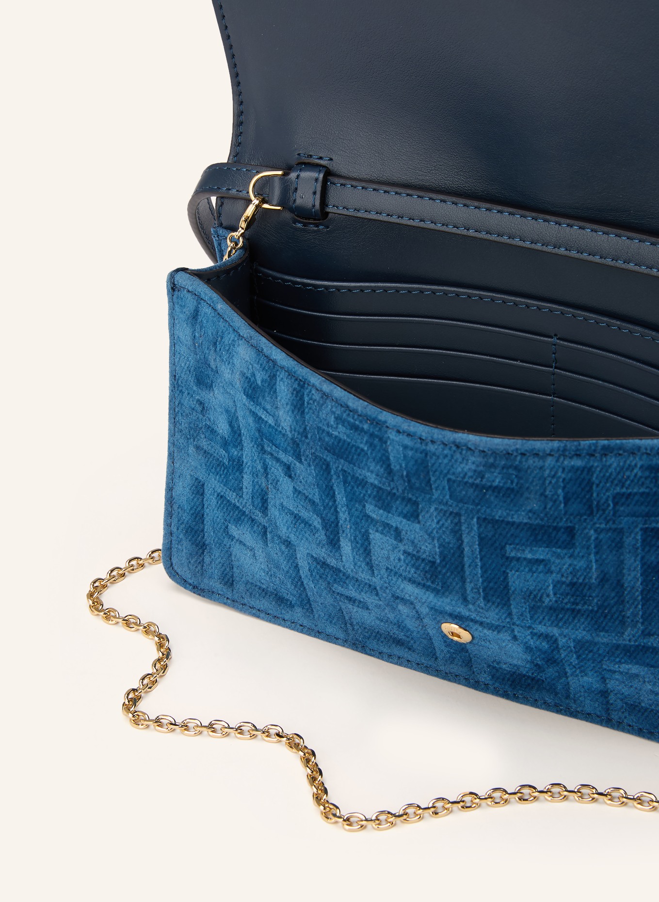 FENDI Porte-monnaie BAGUETTE à bandoulière: BLEU / OR