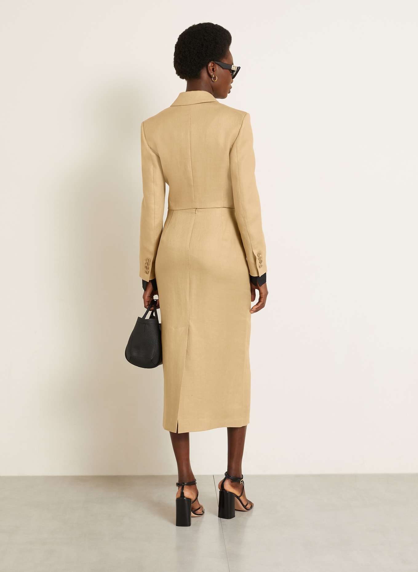 Max Mara Linnen blazer BUONO: CAMEL / ZWART