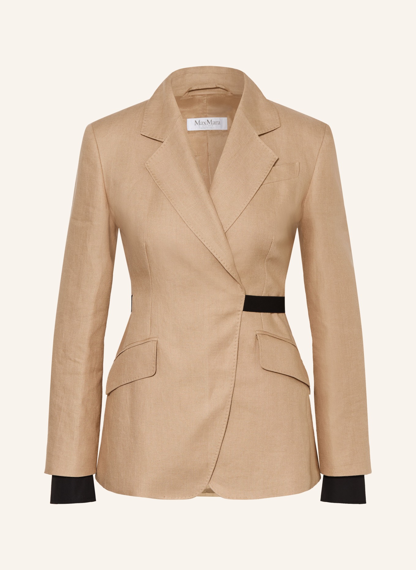Max Mara Linnen blazer FIONDA: BEIGE / ZWART
