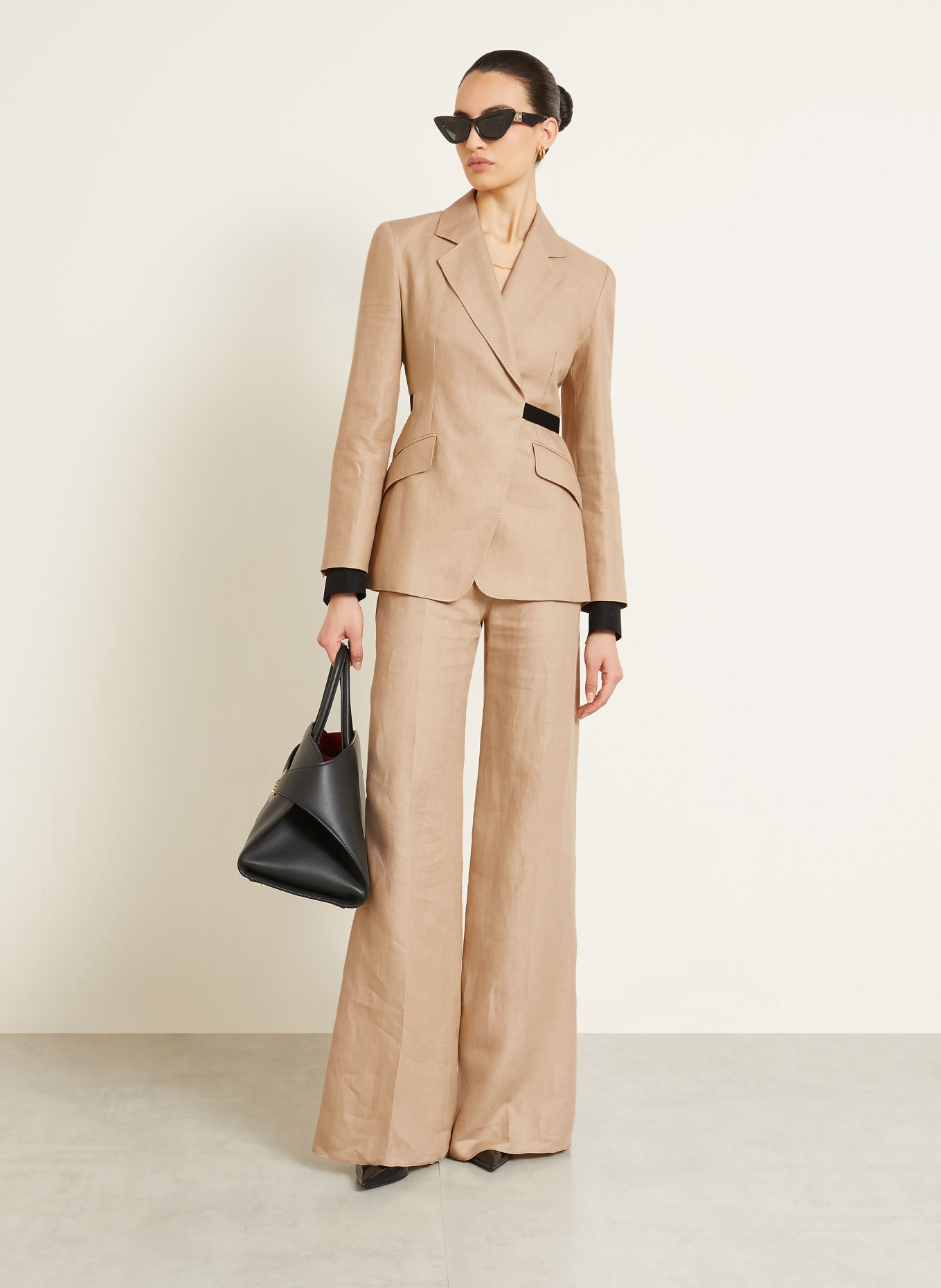 Max Mara Linnen blazer FIONDA: BEIGE / ZWART