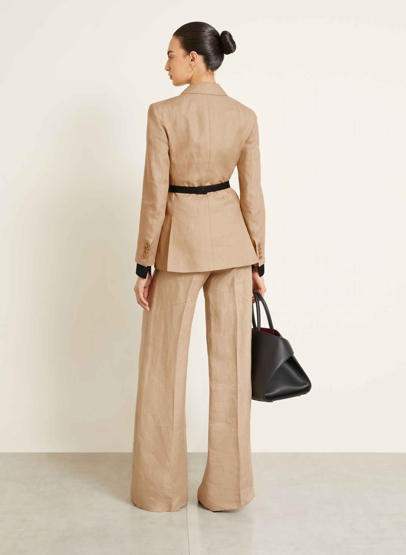 Max Mara Linnen blazer FIONDA: BEIGE / ZWART