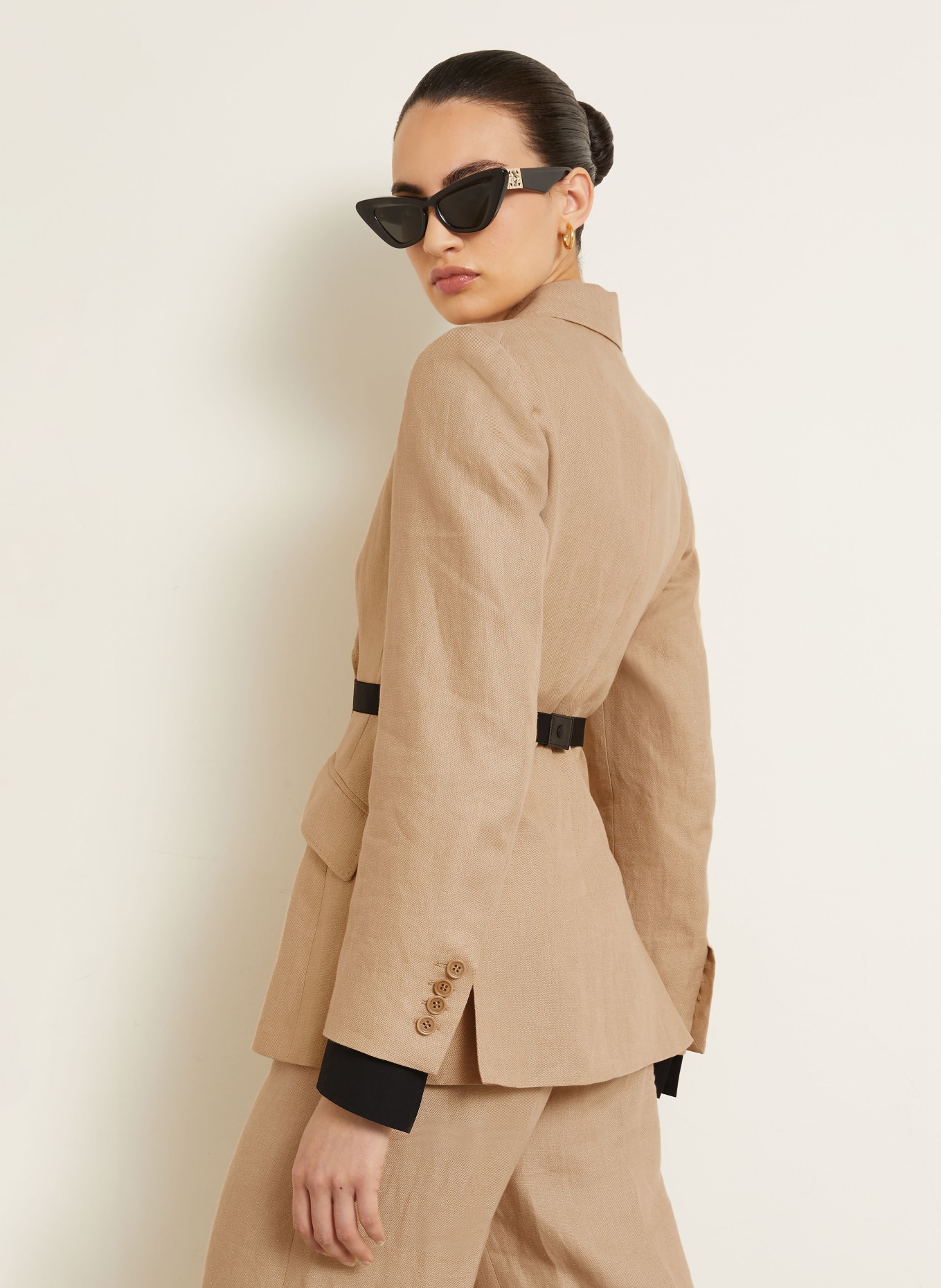 Max Mara Linnen blazer FIONDA: BEIGE / ZWART
