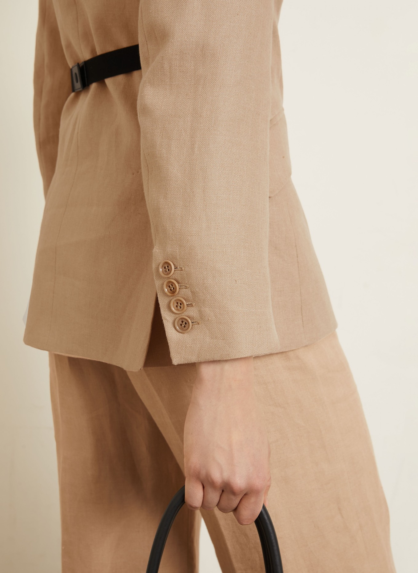 Max Mara Linnen blazer FIONDA: BEIGE / ZWART