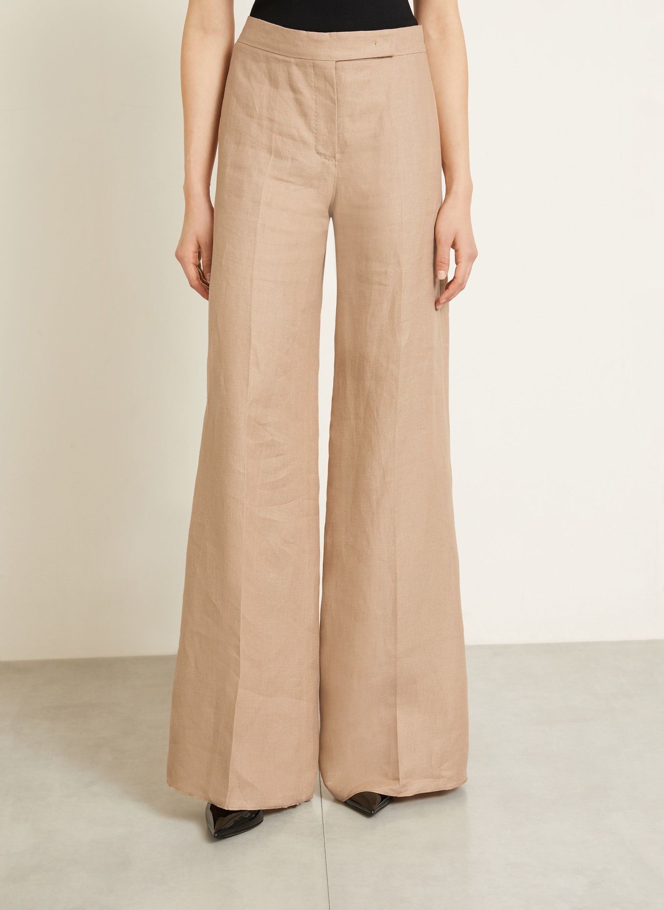 Max Mara Marlene-broek BIG van linnen: BEIGE