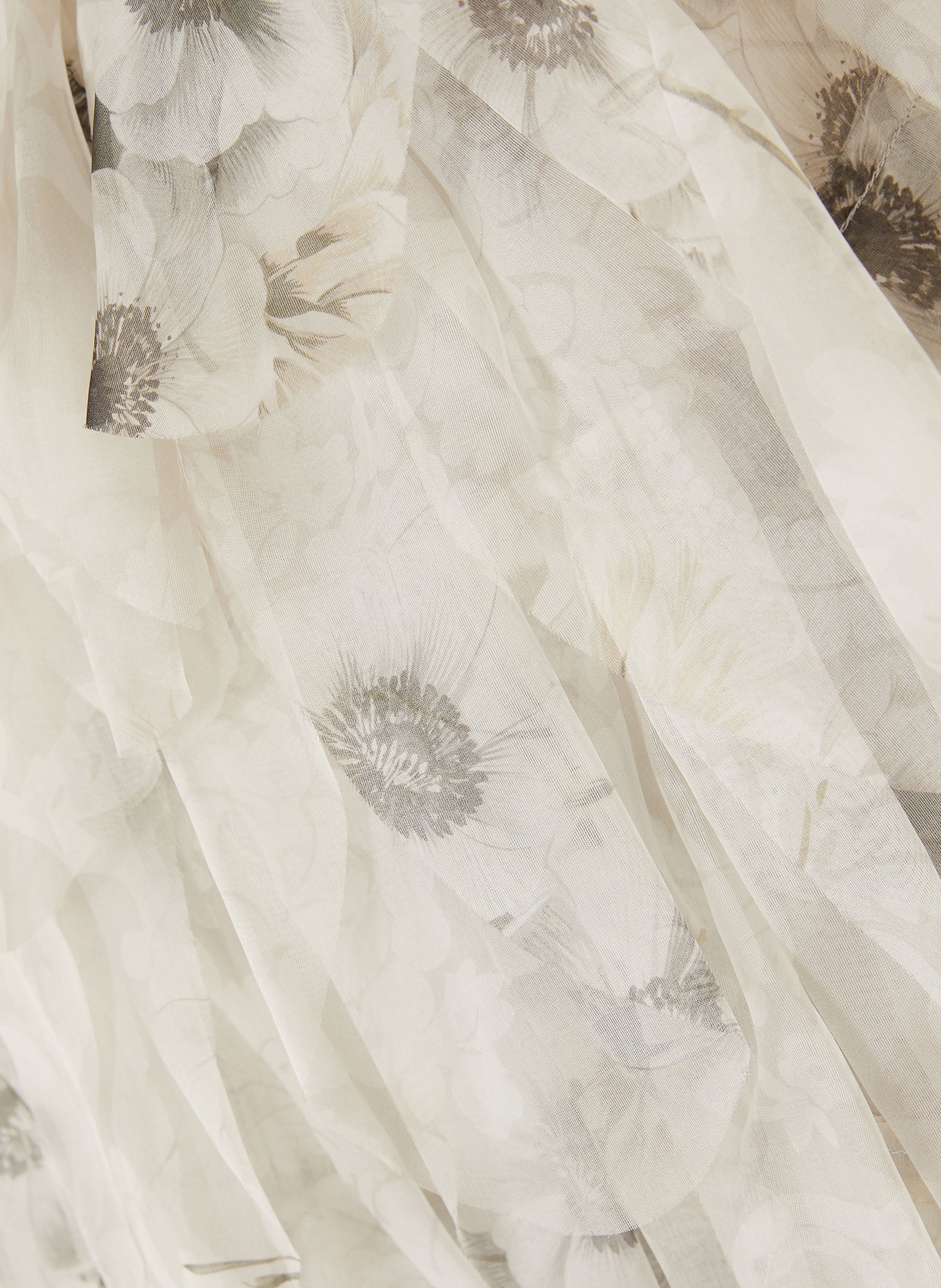 Max Mara CHIFFON silk jacket with flounces: LIGHT GRAY / DARK GRAY