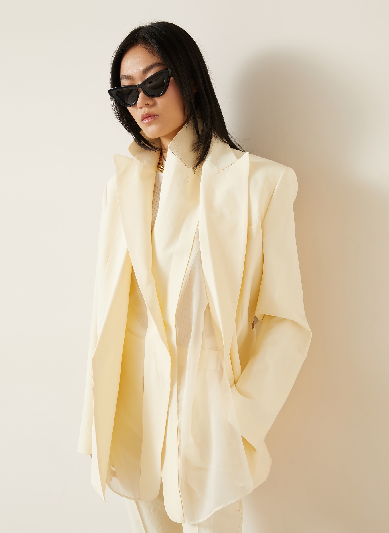 SPORTMAX TENUTA-blazer met zijde: ECRU